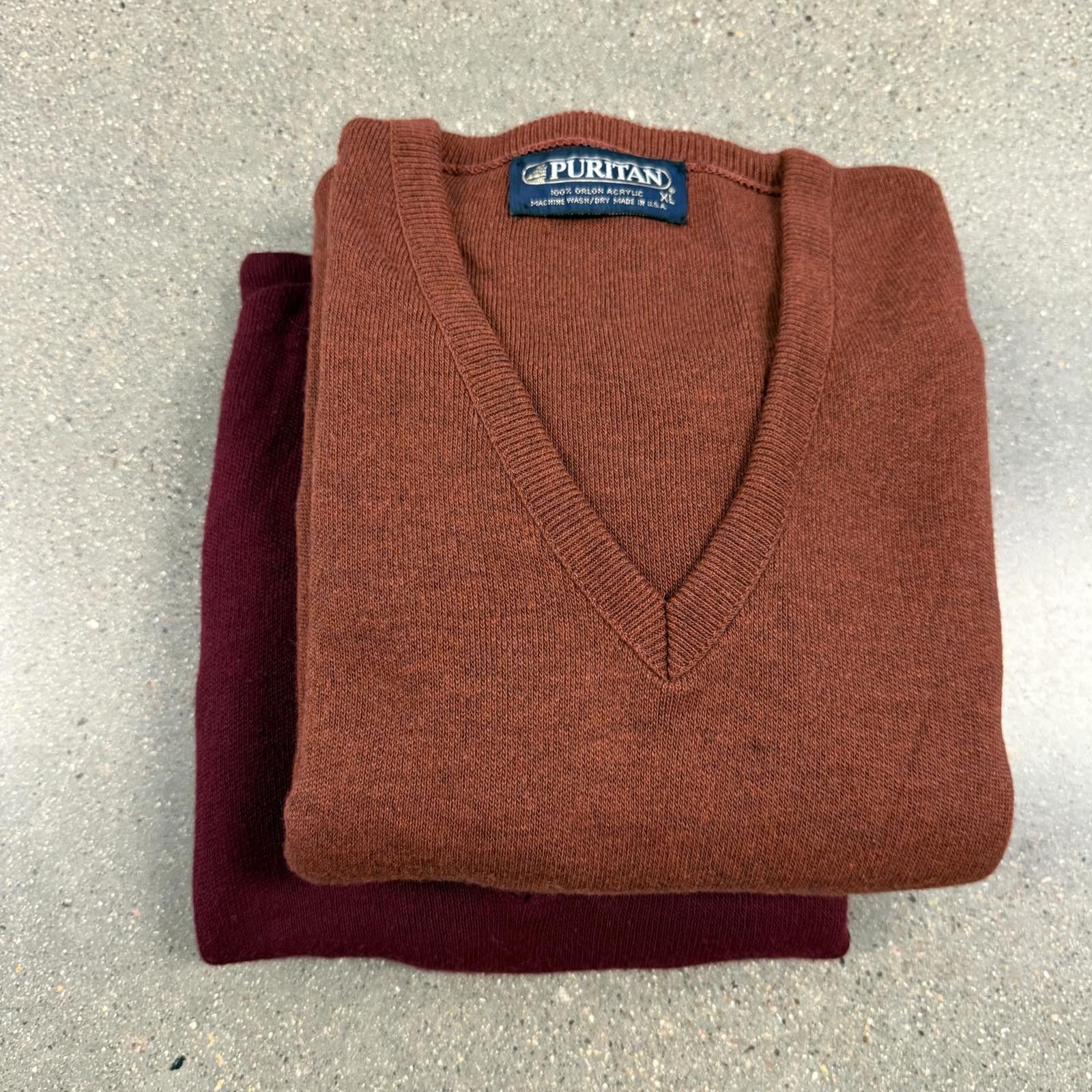 Puritan Lot of 2 Vtg 80s PURITAN Orion Acrylic V-Neck Sweaters XL Size US XL / EU 56 / 4 - 10 Thumbnail