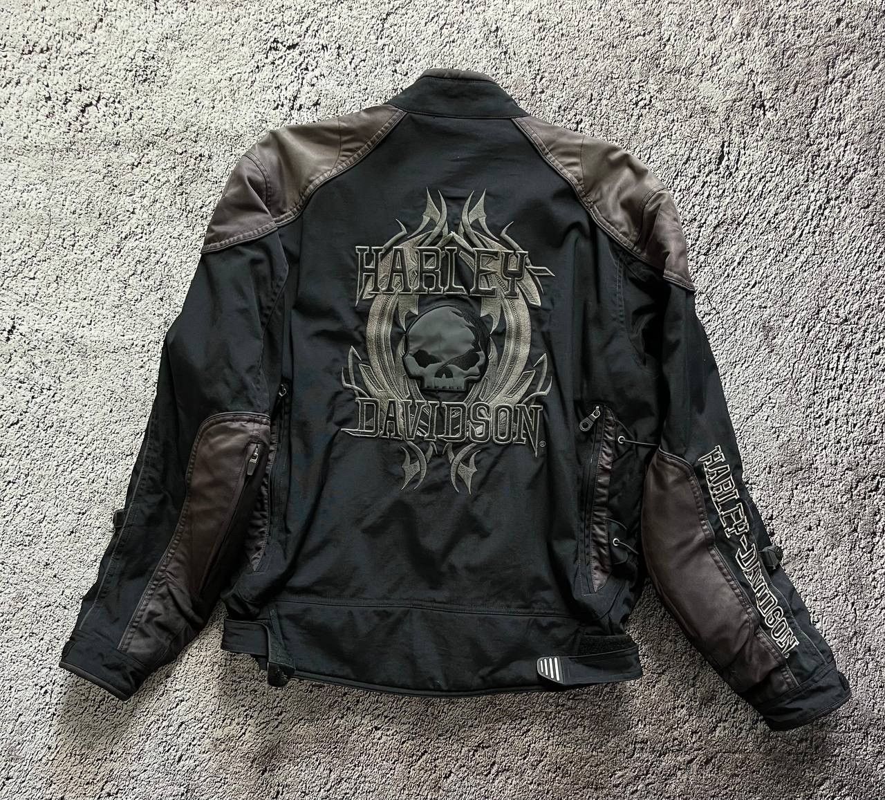 Harley Davidson × Vintage Herley Davidson Jacket Men's Black Gray Armor Reflective Size US XL / EU 56 / 4 - 2 Thumbnail