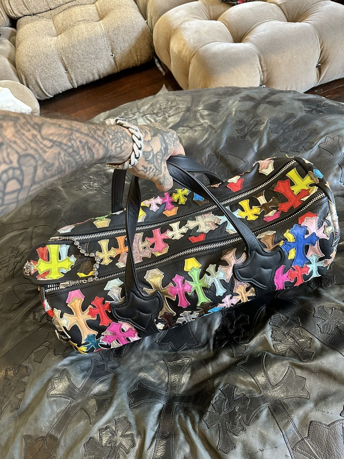 Chrome Hearts CHROME HEARTS LARGE FLOODED CROSS LUGGAGE DUFFLE BAG 4G Size ONE SIZE - 2 Thumbnail
