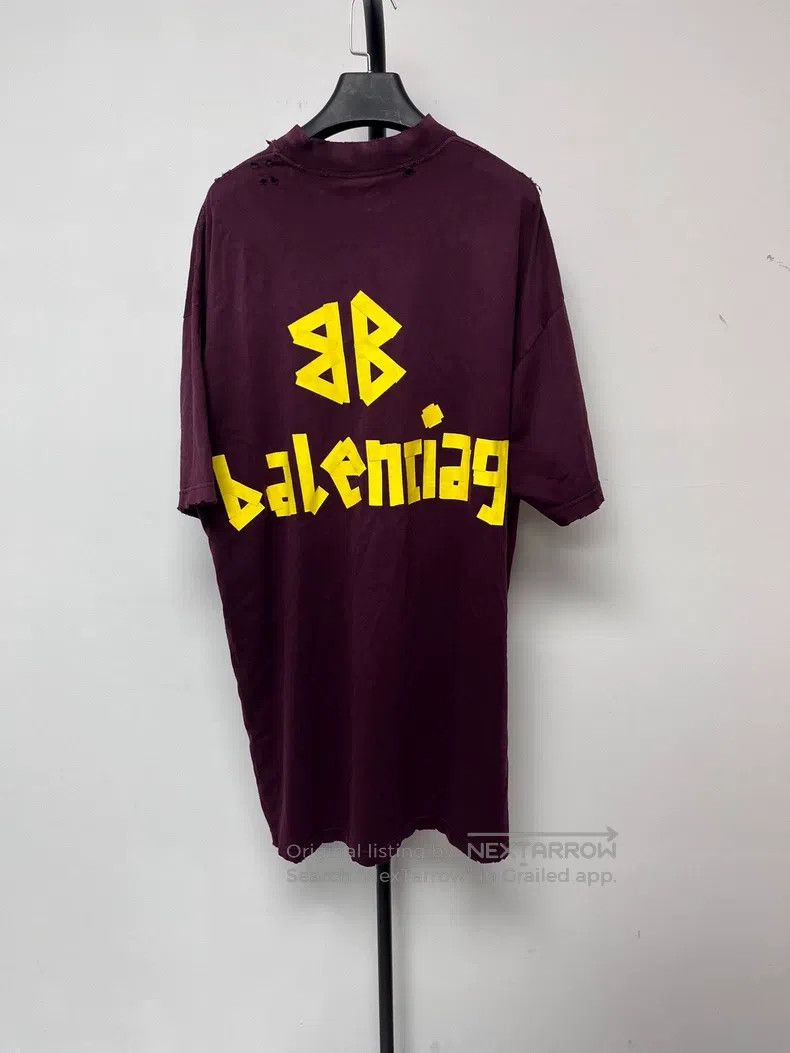 Balenciaga Balenciaga Tape Letter Round Neck Pullover Fitted Short Sl Size US S / EU 44-46 / 1 - 2 Thumbnail