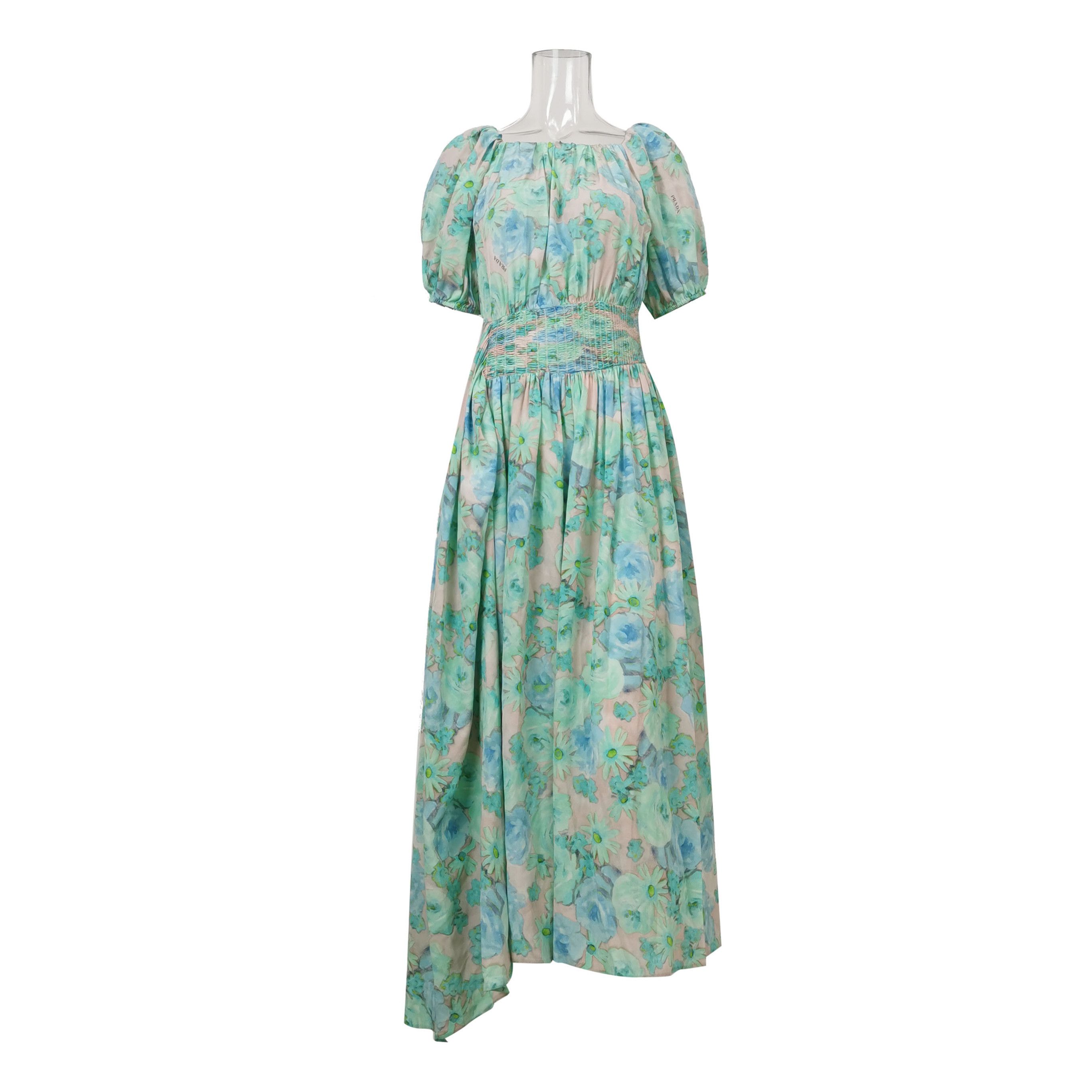 Prada Irregular Hem Floral Silk Dress in S Size - dmc