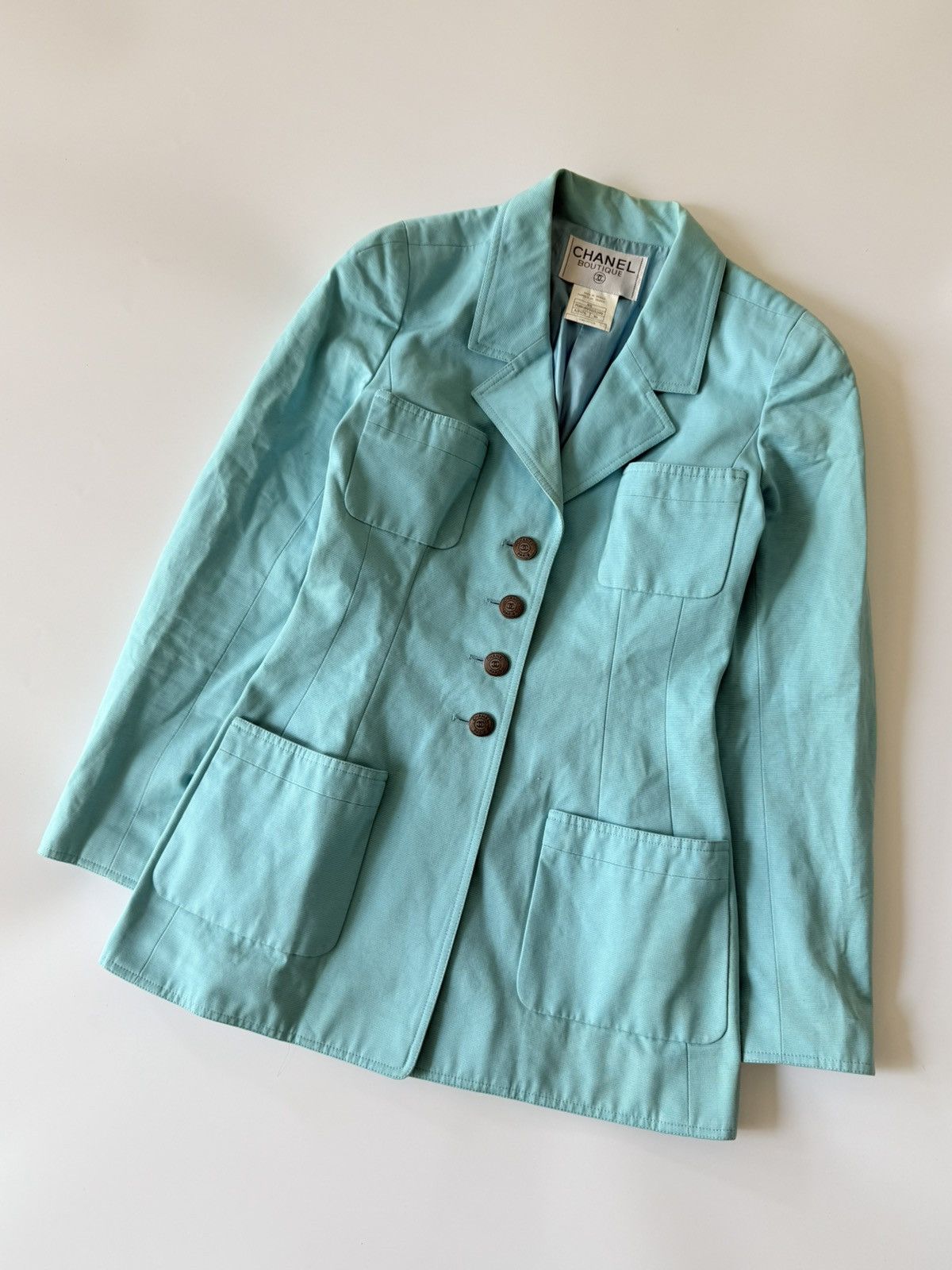 Chanel Chanel Boutique Vintage Tirquoise Cotton Blazer Size XS / US 0-2 / IT 36-38 - 4 Thumbnail