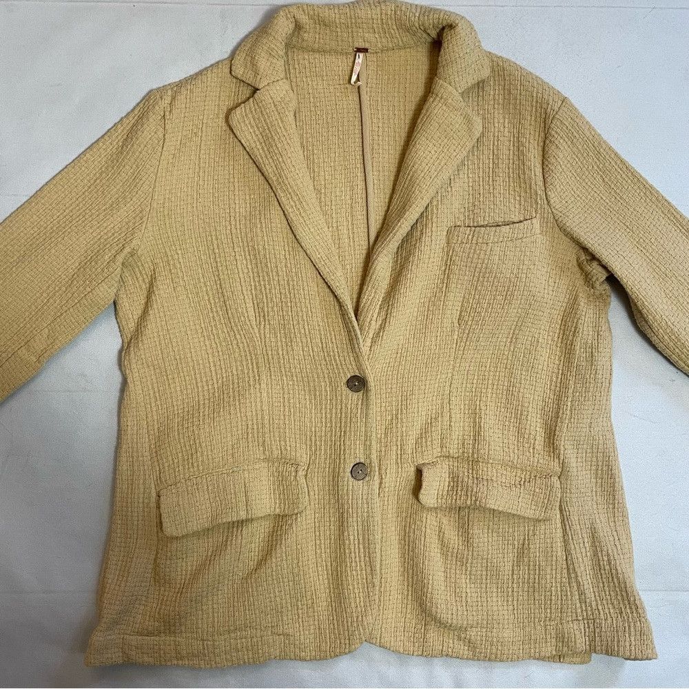 Free People New Free People Like A Cloud Oversized Yellow Blazer Size S Size S / US 4 / IT 40 - 6 Thumbnail