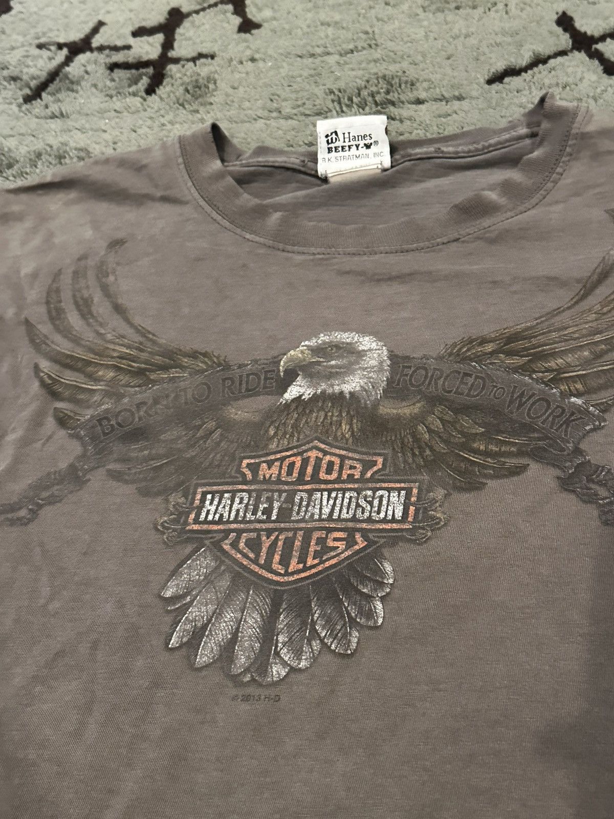 Harley Davidson 2013 Harley Davidson Faded “Born to ride, Forced To WorK” T Size US XXL / EU 58 / 5 - 2 Thumbnail