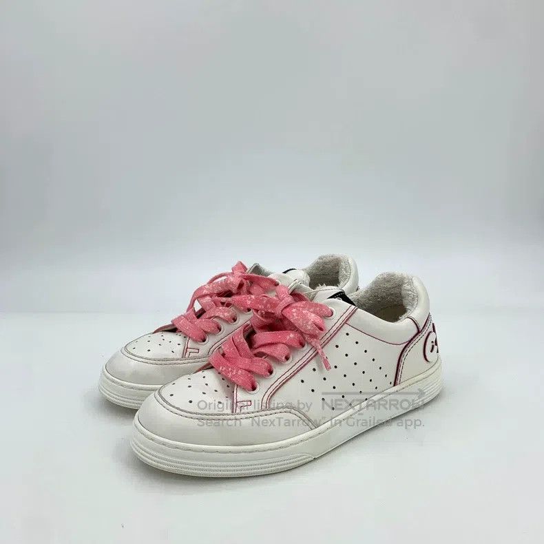Chanel Chanel White and pink colour-matched plush casual sneakers Size US 6.5 / IT 36.5 - 1 Thumbnail