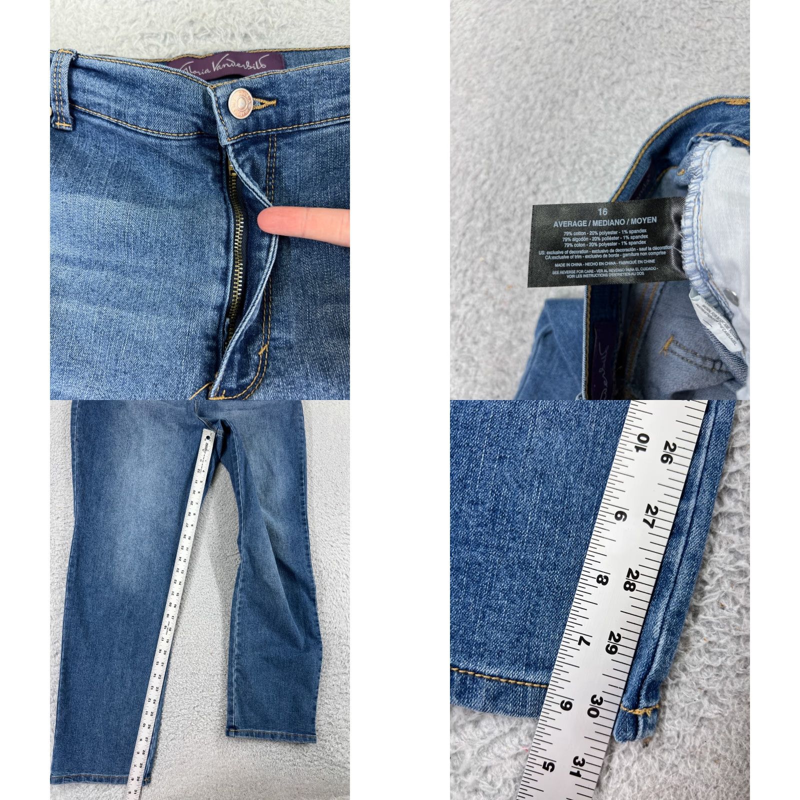 Gloria Vanderbilt Gloria Vanderbilt Amanda Womens Jeans Size 16 Blue Denim Stretch High Rise 32x30 Classic Size 38" / US 16 / IT 52 - 8 Thumbnail
