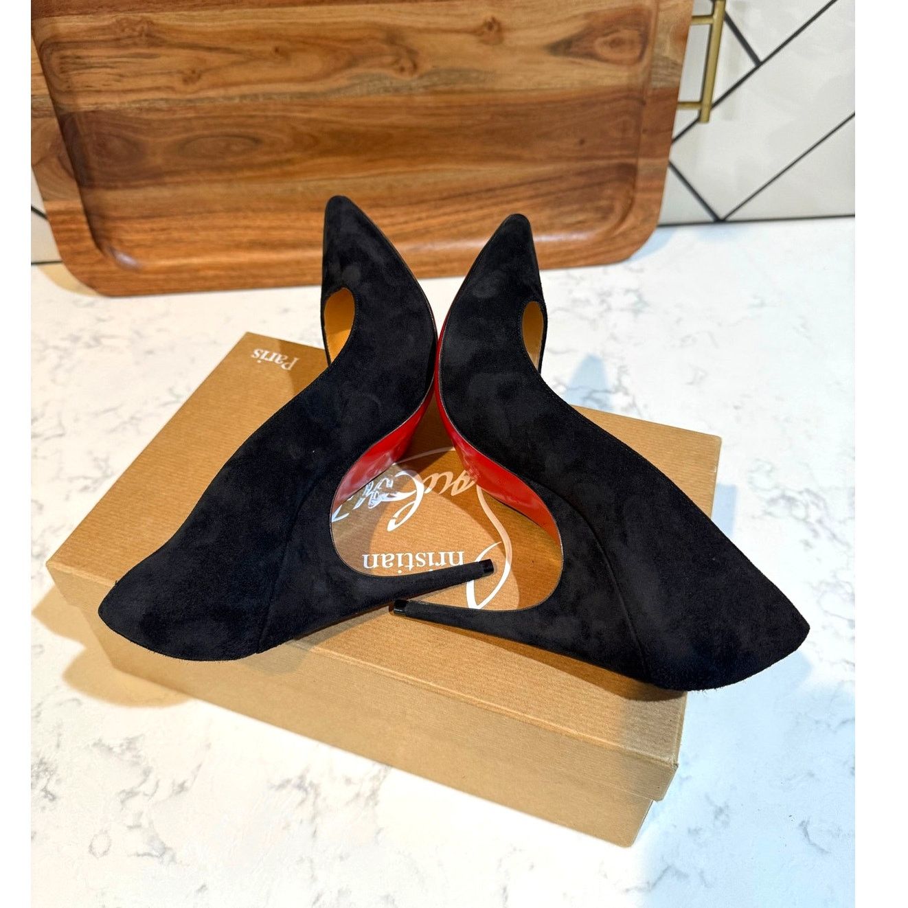 Christian Louboutin Christian Louboutin Alminette black suede 100MM pump Size US 7.5 / IT 37.5 - 11 Thumbnail