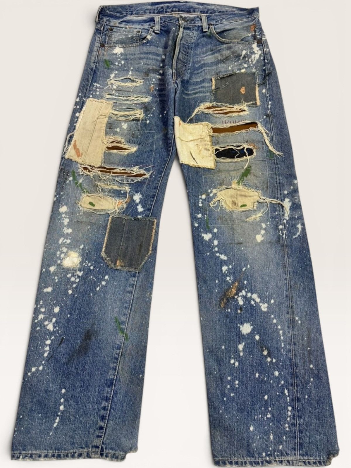 Junya Watanabe × Levi's Vtg Levis 501xx Big E Selvedge Splatter Patchwork Boro Jeans Size US 36 / EU 52 - 3 Thumbnail