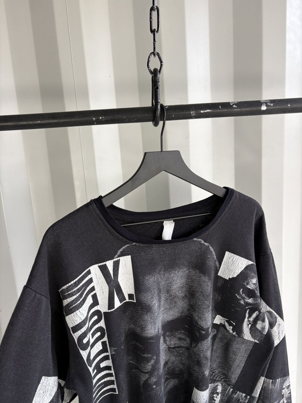 Vintage Thrashed Malcolm X Faded Distressed Sweater GRUNGE Band Size US L / EU 52-54 / 3 - 4 Thumbnail