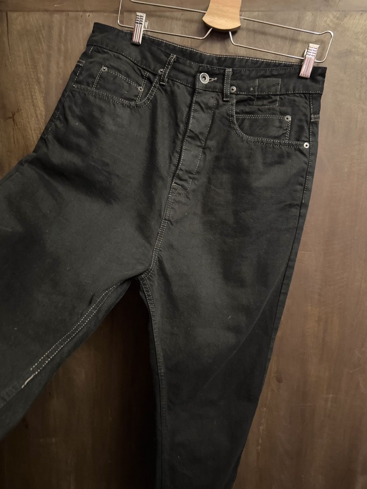 Rick Owens rick owens astair cropped jeans black mat denim 27 Size US 27 - 10 Thumbnail