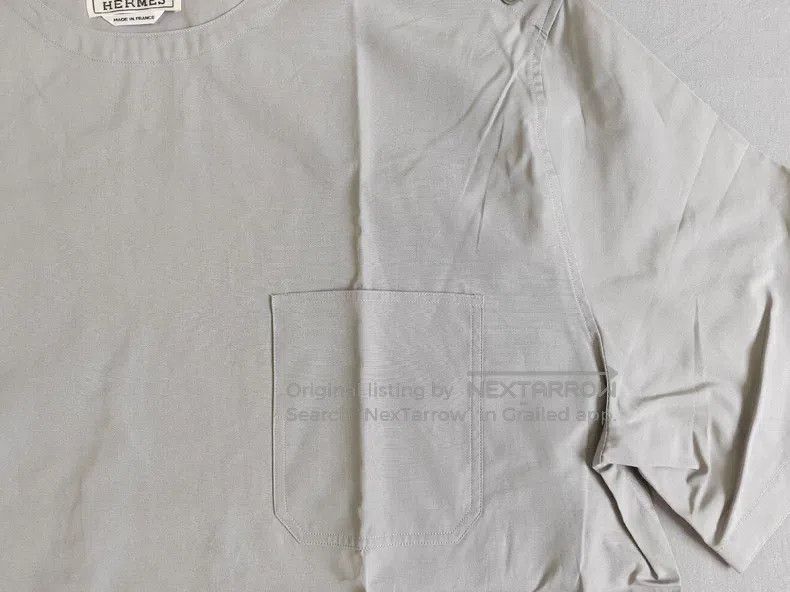 Hermes Hermes Men's Short Sleeve T-Shirt, Grey, 100% Cotton, Pock Size US L / EU 52-54 / 3 - 4 Thumbnail