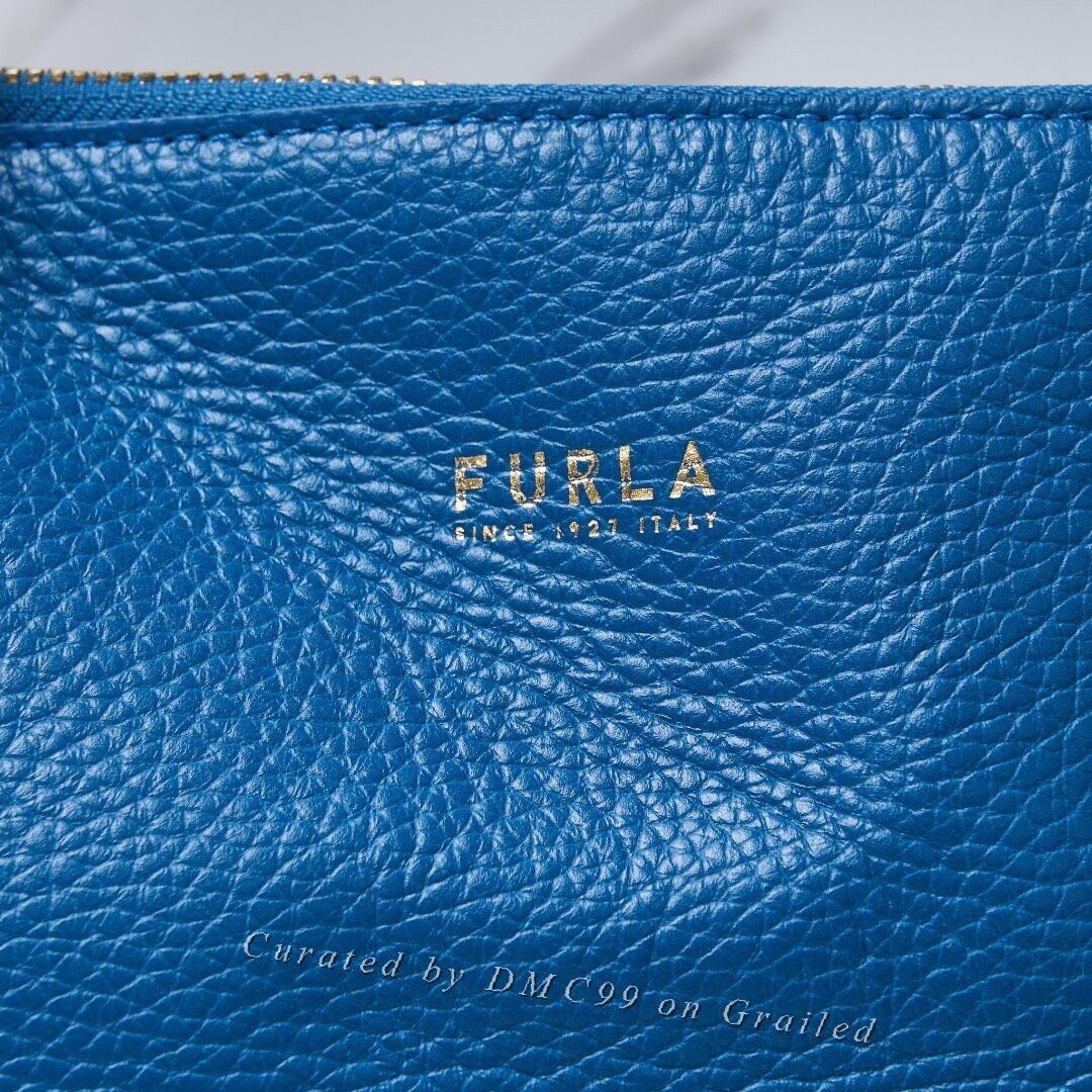 Furla Furla Blue Leather Gold Logo Tote Bag Size ONE SIZE - 2 Thumbnail