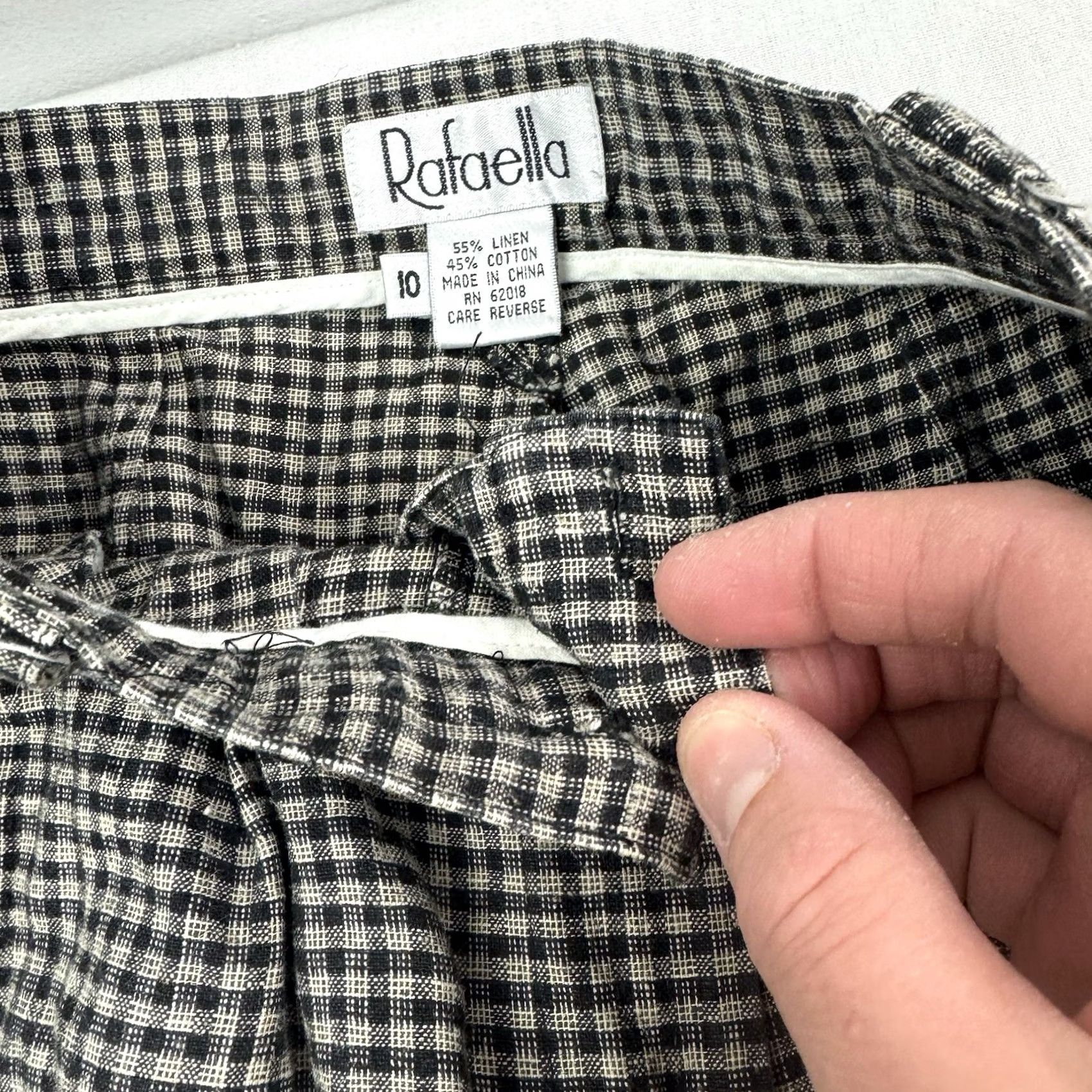 Vintage VINTAGE Rafaella Pants Womens 10 Linen Cotton Plaid Trousers Hipster 80s 90s Size 32" / US 10 / IT 46 - 3 Thumbnail