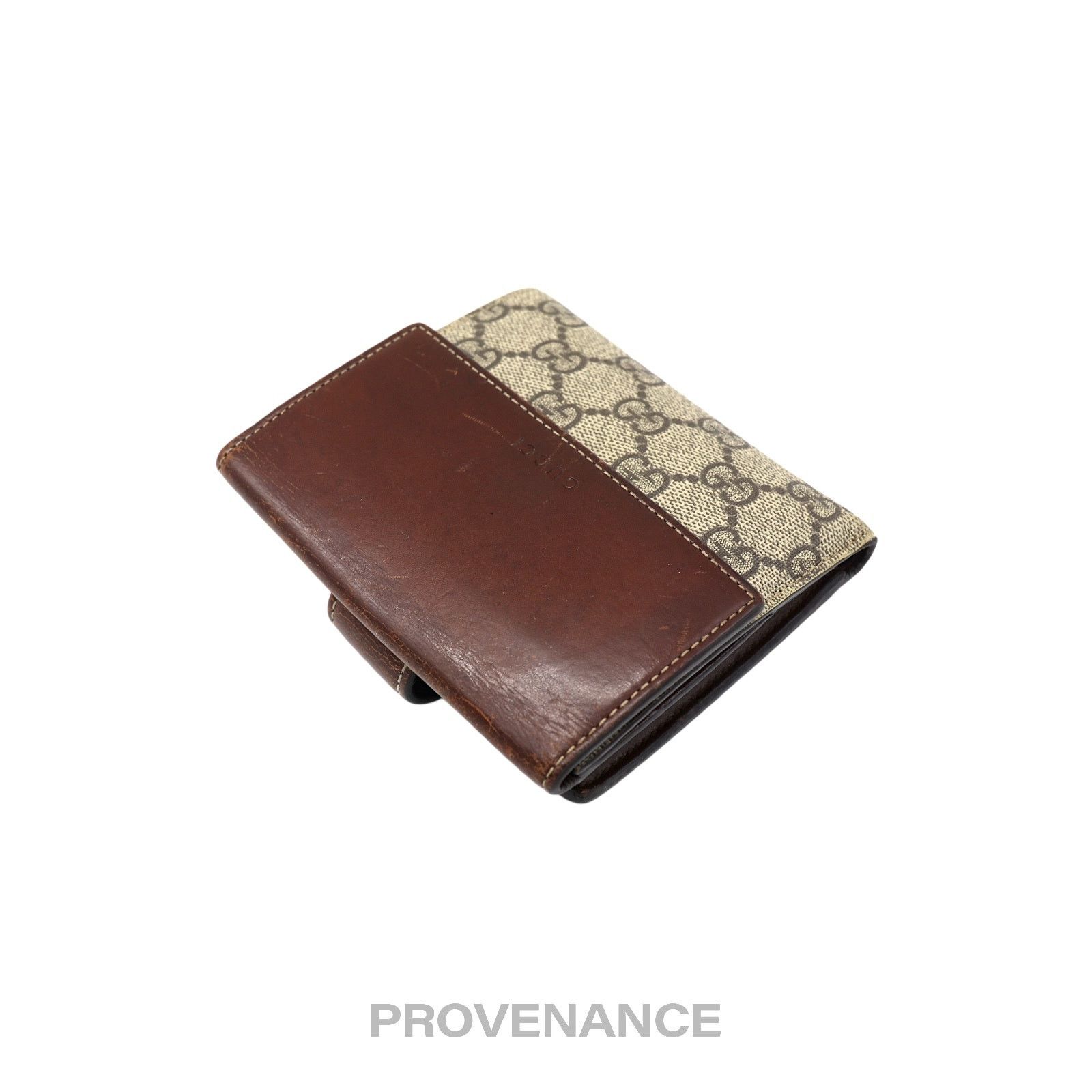 Gucci 🔴 Gucci Trifold Snap Wallet - GG Supreme Brown Size ONE SIZE - 3 Thumbnail