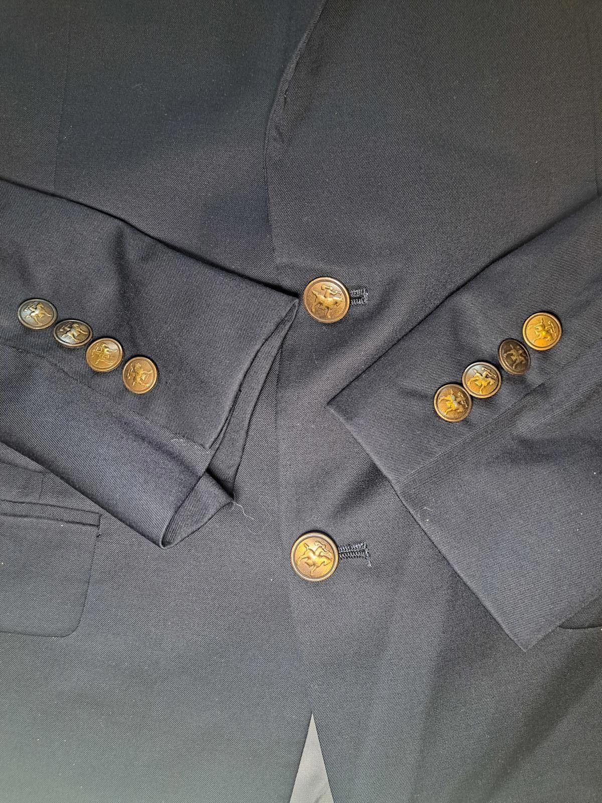 Hart Schaffner Marx Hart Schaffner Marx Blazer Mens 38R Navy Bronze Buttons Wool Size 38R - 5 Thumbnail