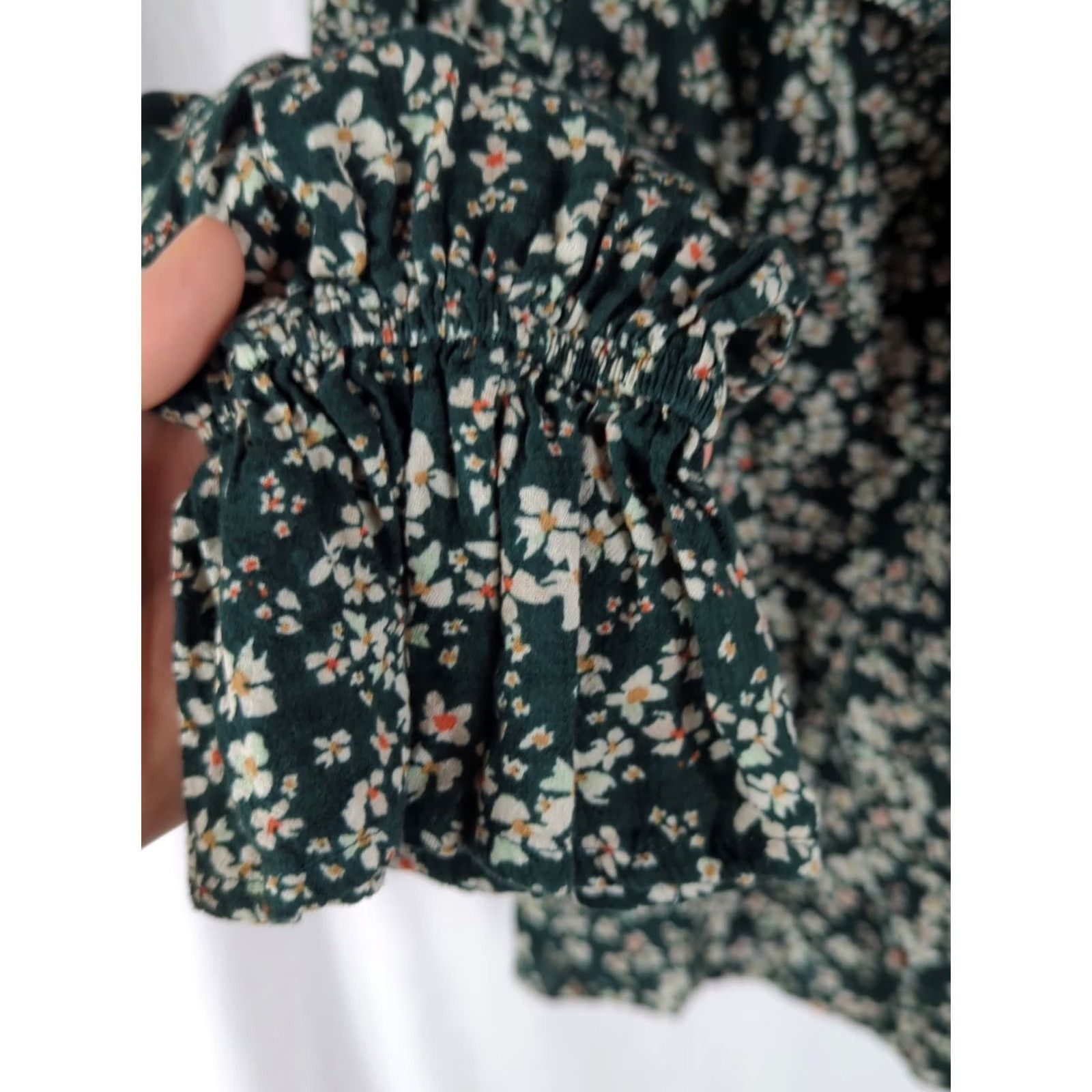 Vintage VINTAGE? No — Green Floral Ruffle Blouse Shirt 0X Long Sleeve Top Plus Size Women’s prairie Size XL / US 12-14 / IT 48-50 - 3 Thumbnail