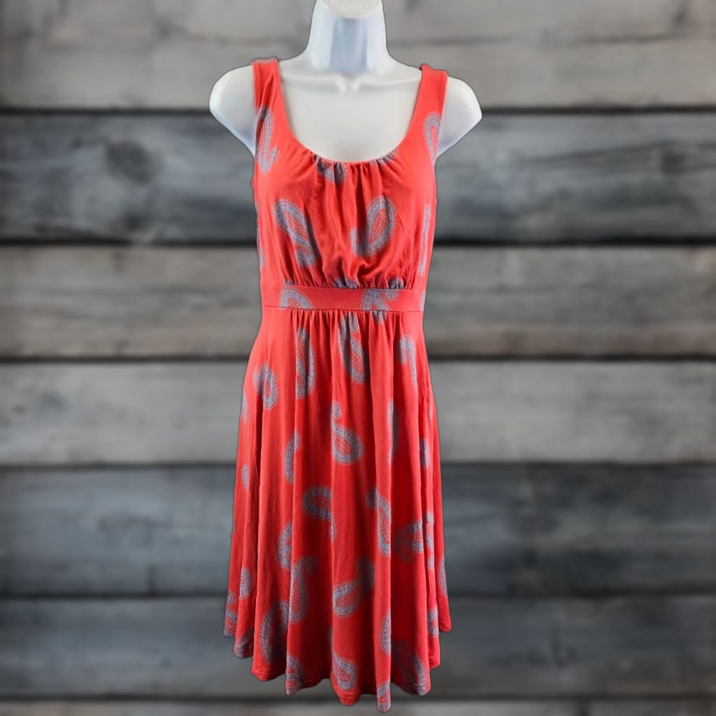 Boden Boden Womens Ella Dress Sz 6P Paisley Knit Sleeveless Scoop Neck Knee Length Pink Blue Jersey Knit Pattern Size M / US 6-8 / IT 42-44 - 1 Thumbnail