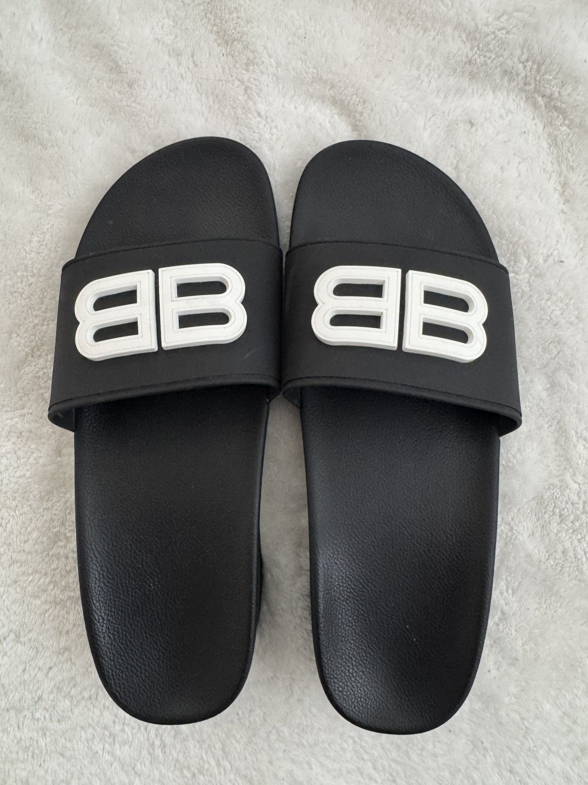 Balenciaga Balenciaga BB Black Rubber Wedge Slide Sandals Size US 10 / IT 40 - 1 Thumbnail