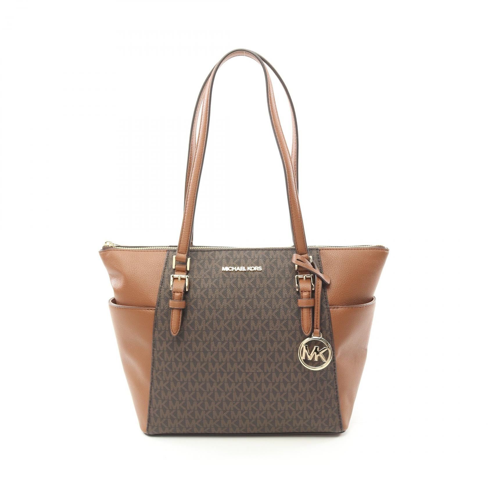 Michael Kors Michael Kors Charlotte Handbag Tote Bag Coated Canvas Leather Brown Size ONE SIZE - 1 Thumbnail