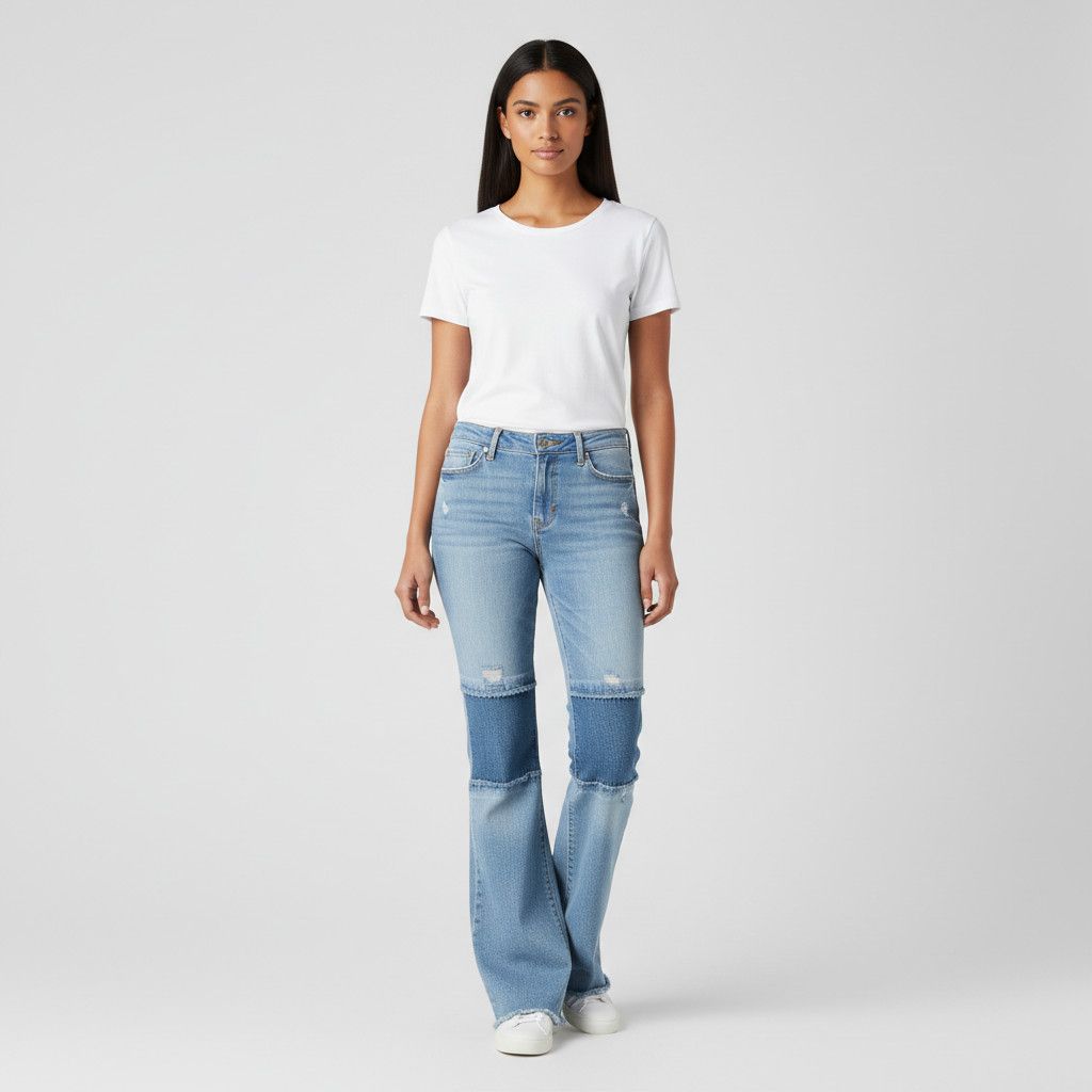 Hudson Hudson Womens Distressed Patchwork Flare Raw Hem Jeans Size 27" / US 4 / IT 40 - 2 Thumbnail