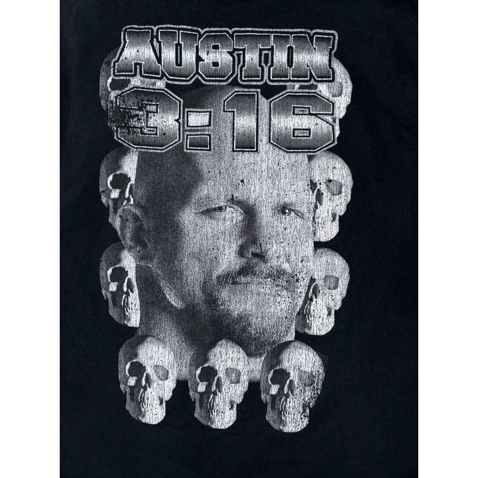 WWE Stone Cold Steve Austin Skull T-Shirt Black L 20x27 Black Size US L / EU 52-54 / 3 - 6 Thumbnail