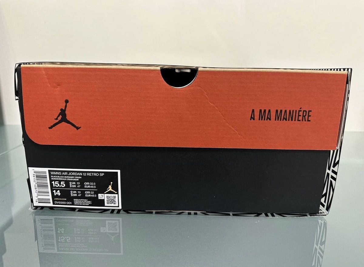 A Ma Maniere × Jordan Brand A Ma Maniere Air Jordan 12 Black Burgundy Sz 15.5 W / 14 M Size US 14 / EU 47 - 12 Thumbnail
