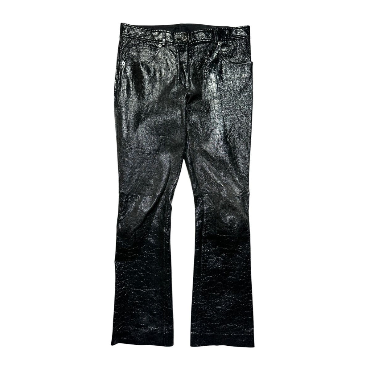 Helmut Lang Glossy crinkled Liquid Metal leather pant Size US 30 / EU 46 - 1 Thumbnail