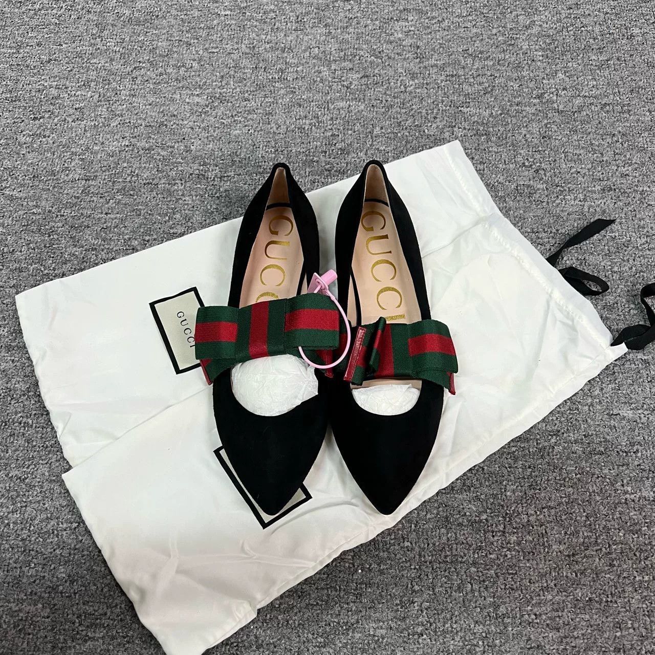 Gucci Gucci Classic Red-Green Web Flat Suede Shoes Size US 6.5 / IT 36.5 - 1 Thumbnail