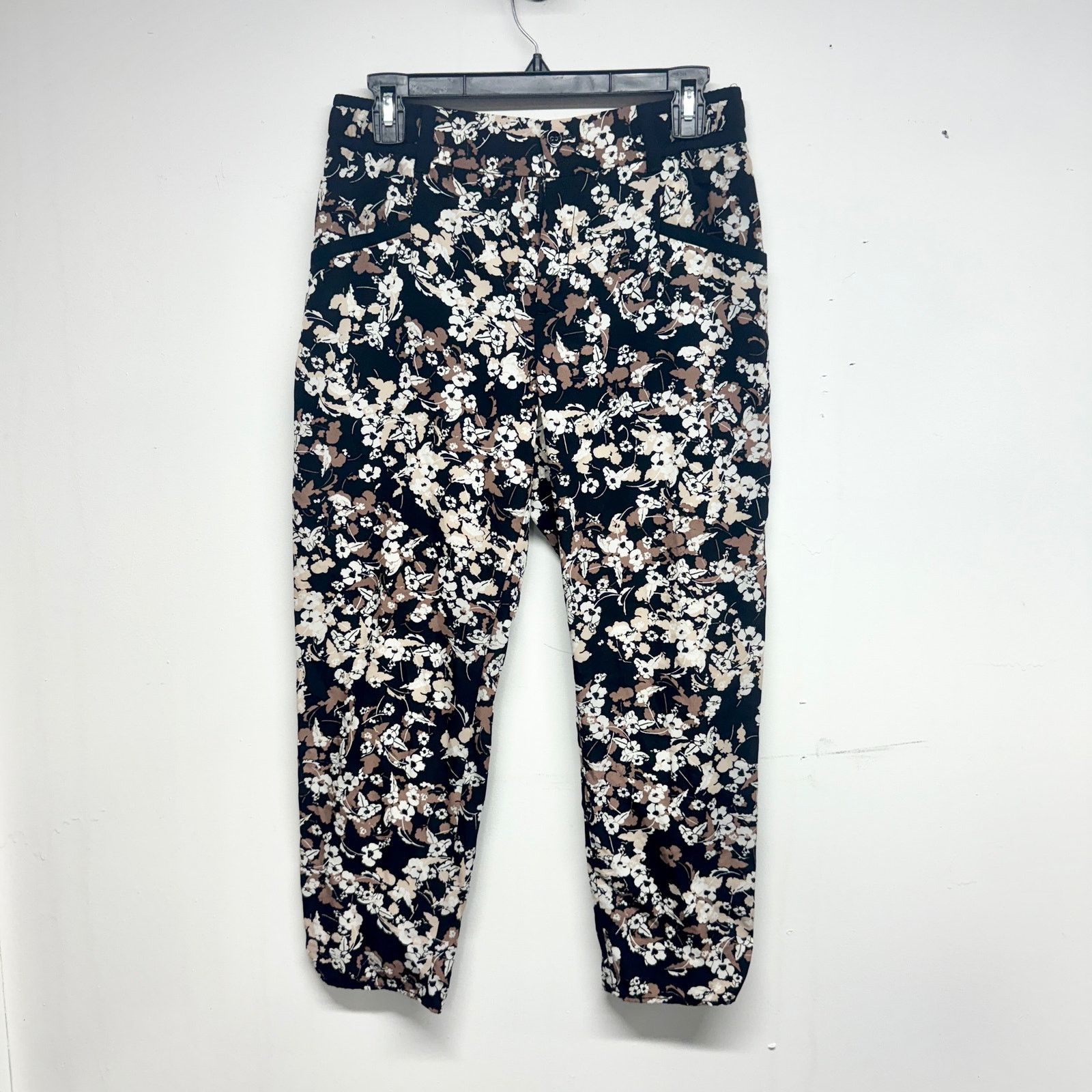 Anthropologie Anthropologie Cartonnier Pant Black Floral Nassella Crop 6P Size 28" / US 6 / IT 42 - 1 Thumbnail