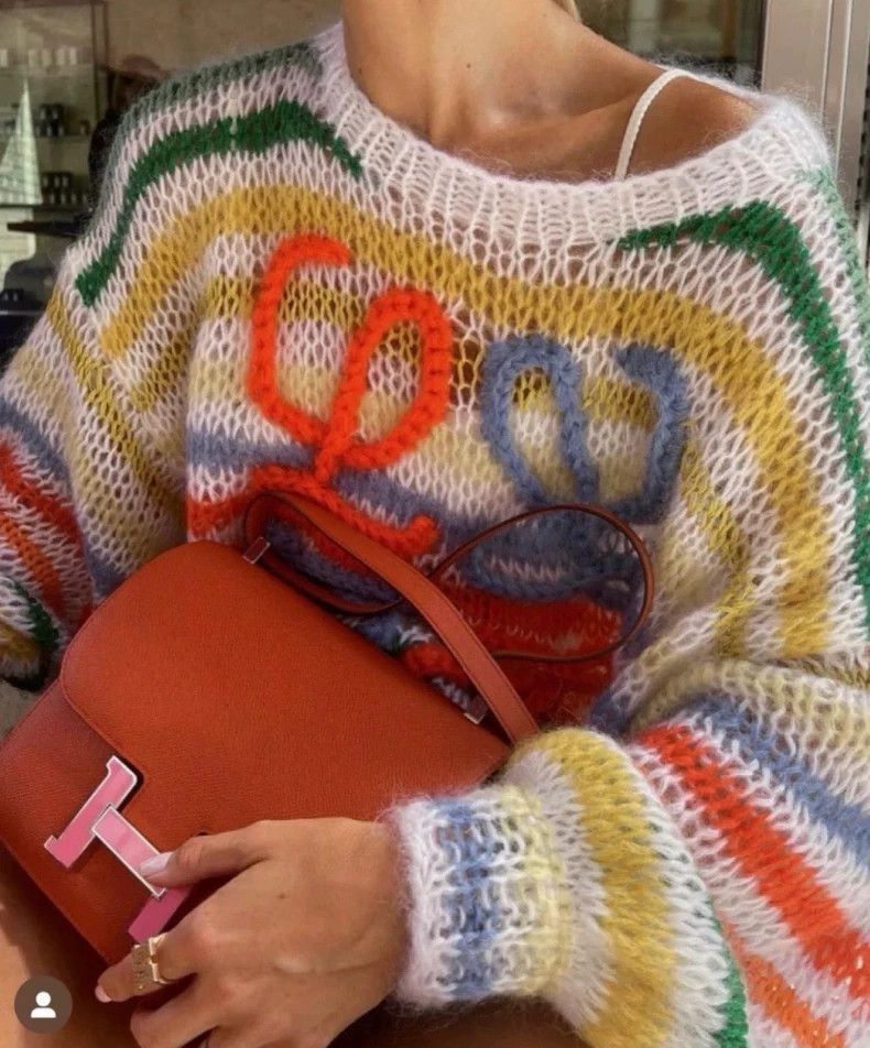 Loewe Loewe Wool blended rainbow striped lazy blouse Size XS / US 0-2 / IT 36-38 - 7 Thumbnail