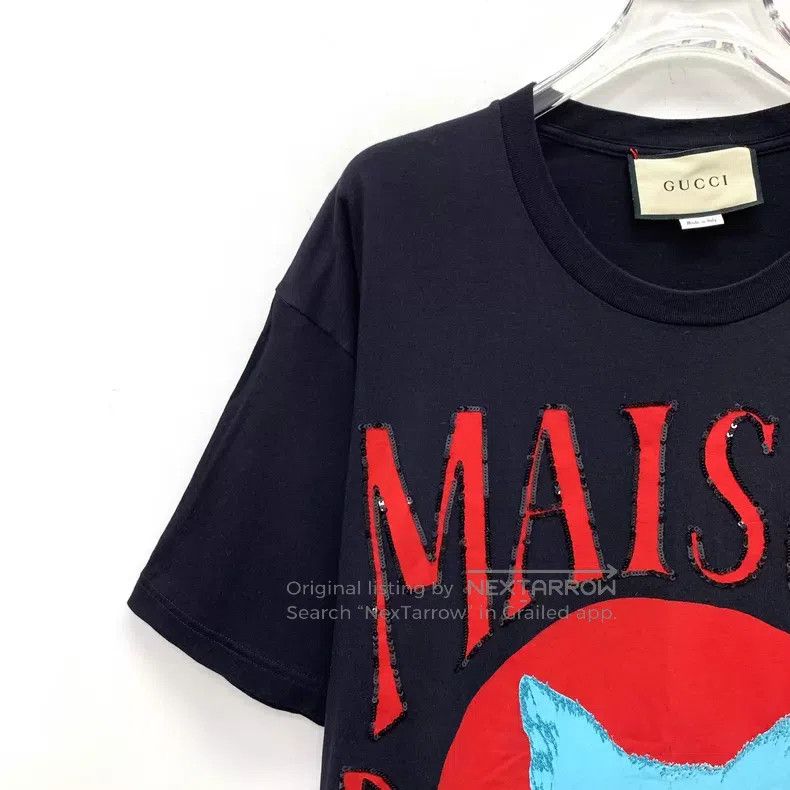 Gucci Gucci Black logo cat sequin cotton round-neck short-sleeve Size US S / EU 44-46 / 1 - 3 Thumbnail