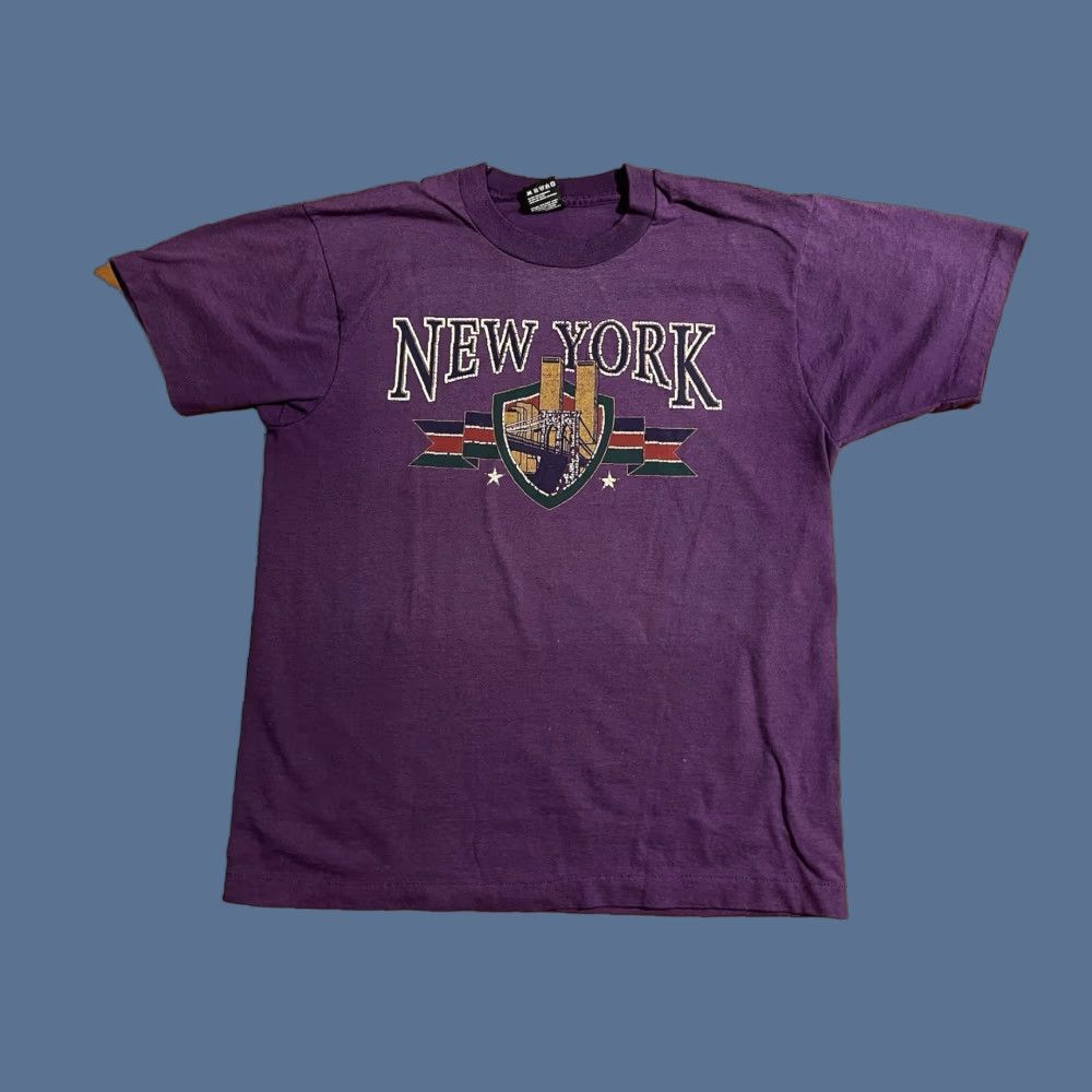 Fruit Of The Loom VINTAGE New York Twin Towers NYC Shirt Men’s Large Purple Single Stitch 90s Brand Fruit of the Loom Shirt Men L Purple 90s NYC Vintage Mens Size US L / EU 52-54 / 3 - 1 Thumbnail