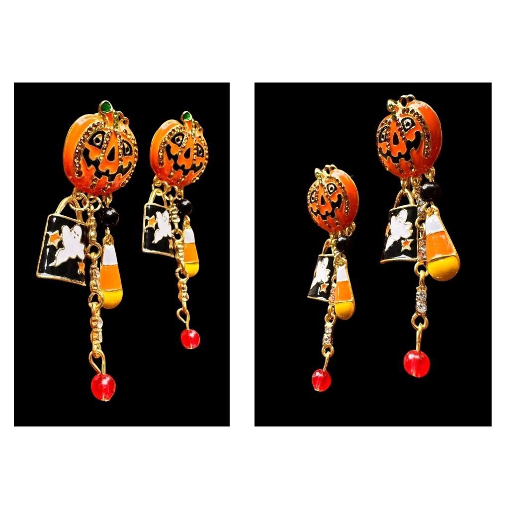 Handmade Halloween Earrings New Jack O Lantern Candy Corn Ghost Beads Size ONE SIZE - 7 Thumbnail