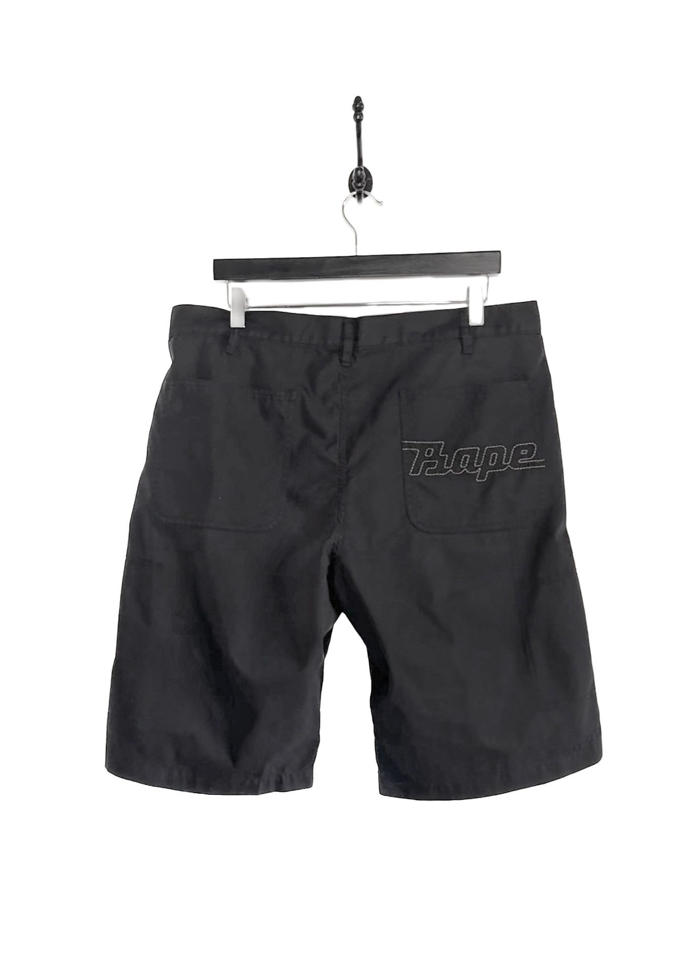 Bape Bape Black Cotton Nylon Logo Embroidered Bermuda Shorts Size US 36 / EU 52 - 3 Thumbnail