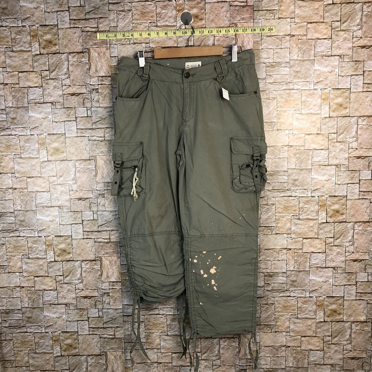 Japanese Brand Pinky Girl Green Cropped spring cargo Pants #A743 Size 29" - 1 Thumbnail