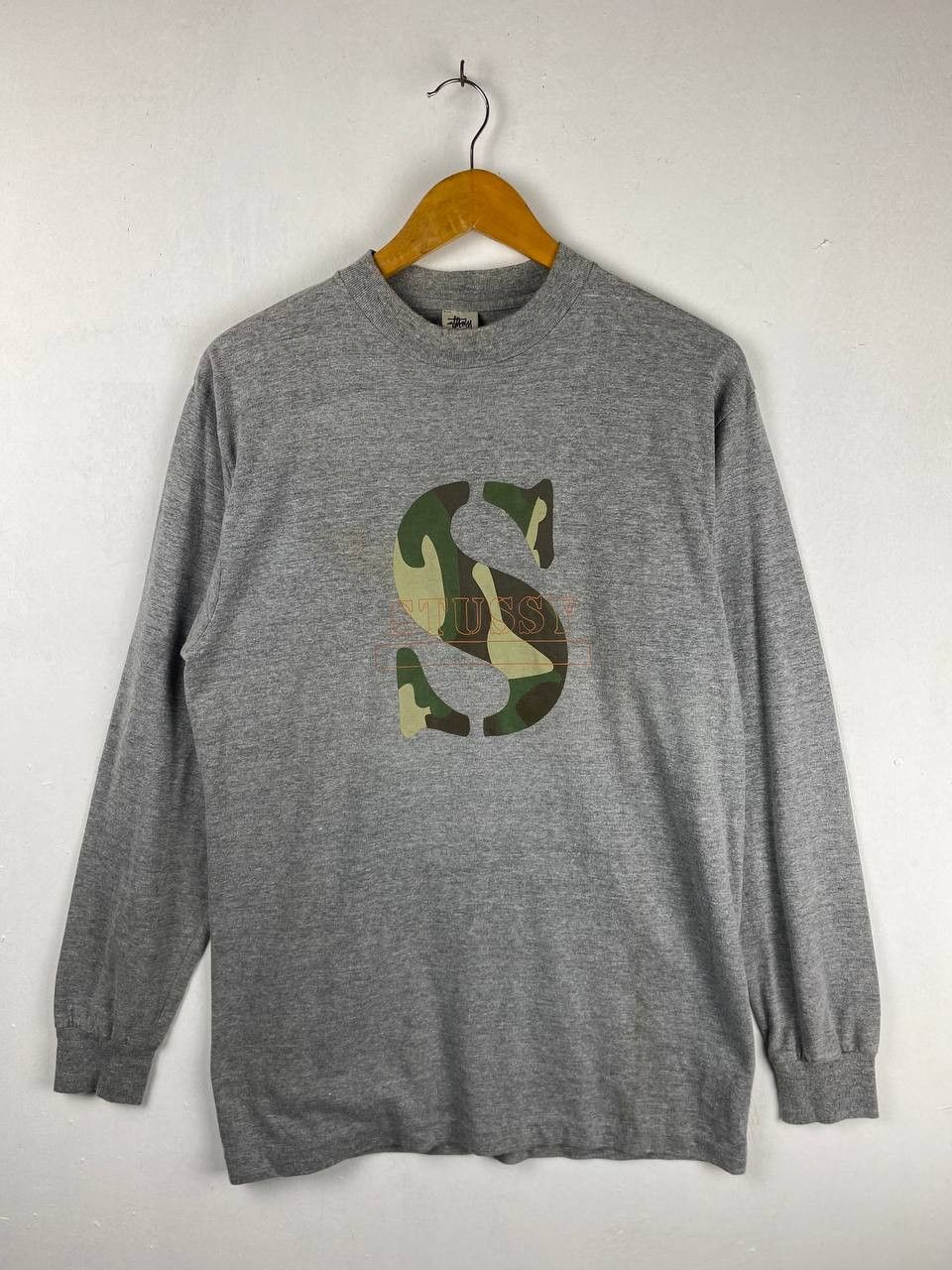 vintage stussy camo logo longsleeves tee made in usa