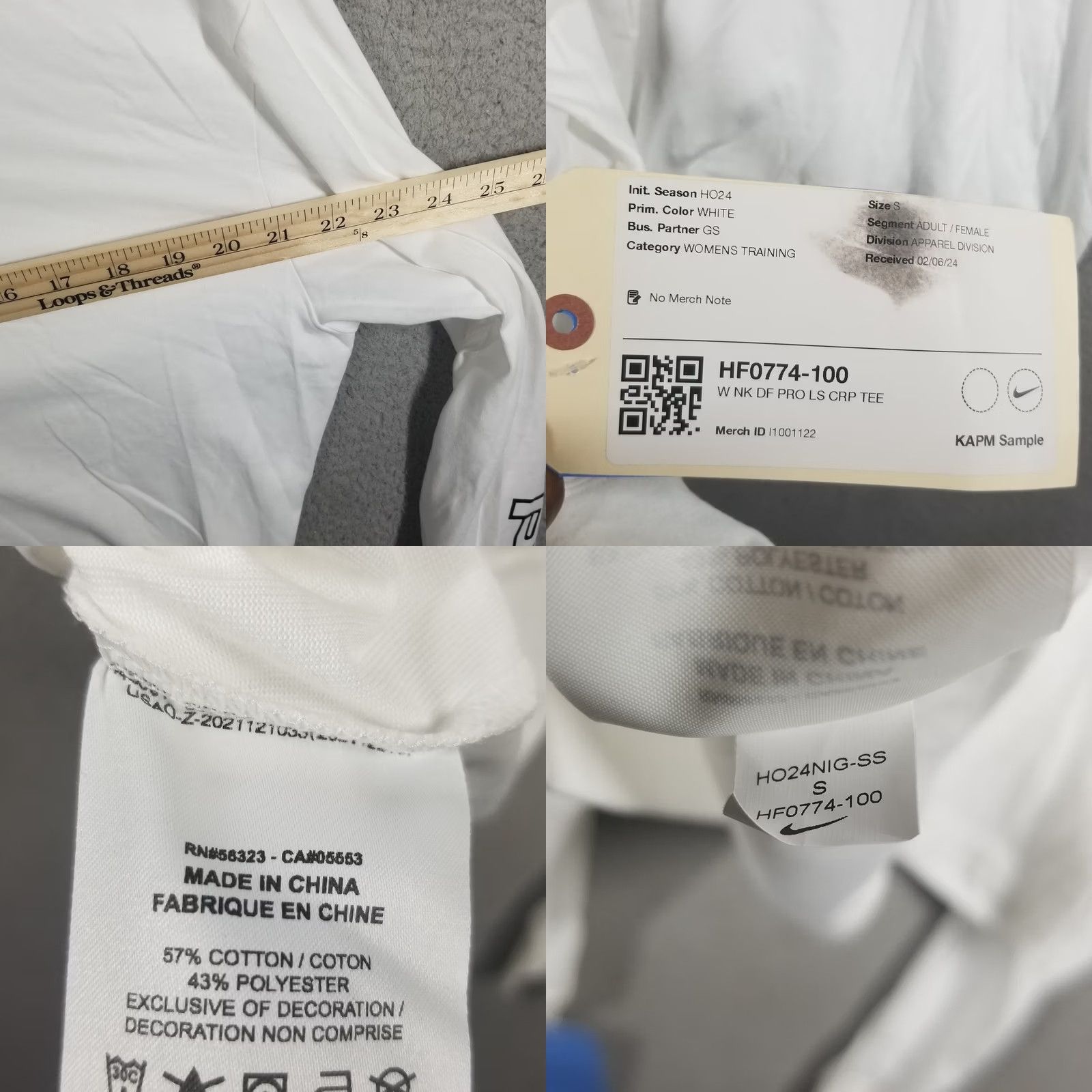 Nike Nike Pro Cropped Long-Sleeve Top S White Women's T-Shirt Nike Dri-Fit Center Swoosh Sample Rare Unreleased Size S / US 4 / IT 40 - 8 Thumbnail