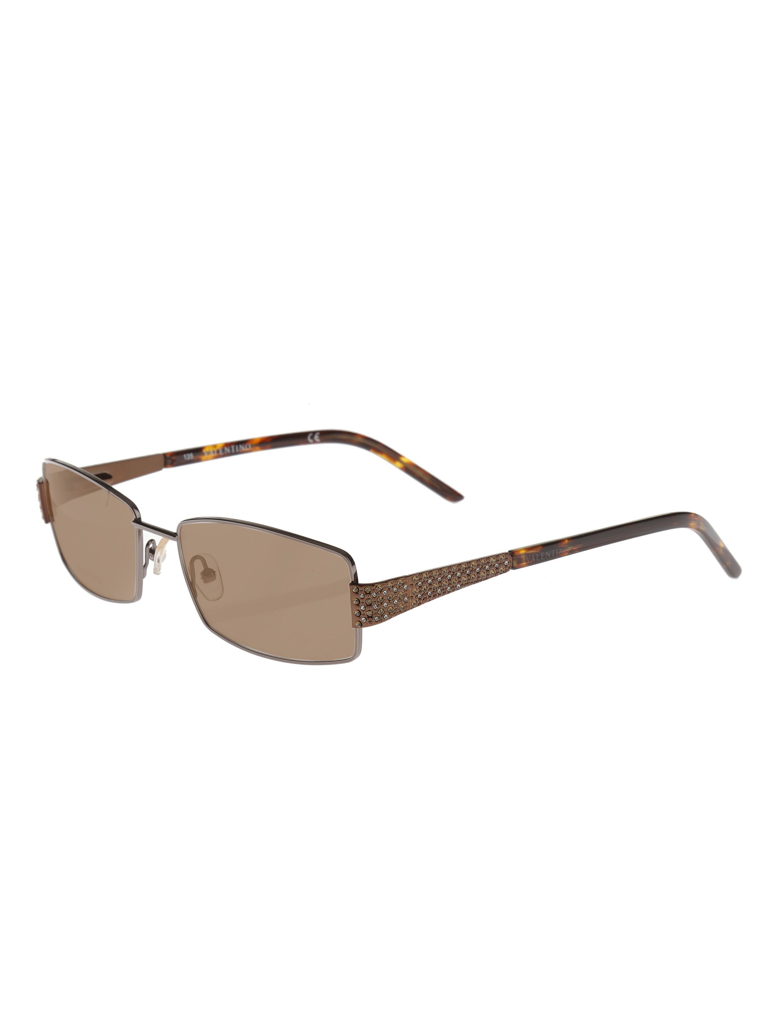 Valentino Valentino '90s Crystal Rectangular Frame Sunglasses Brown Size ONE SIZE - 1 Thumbnail