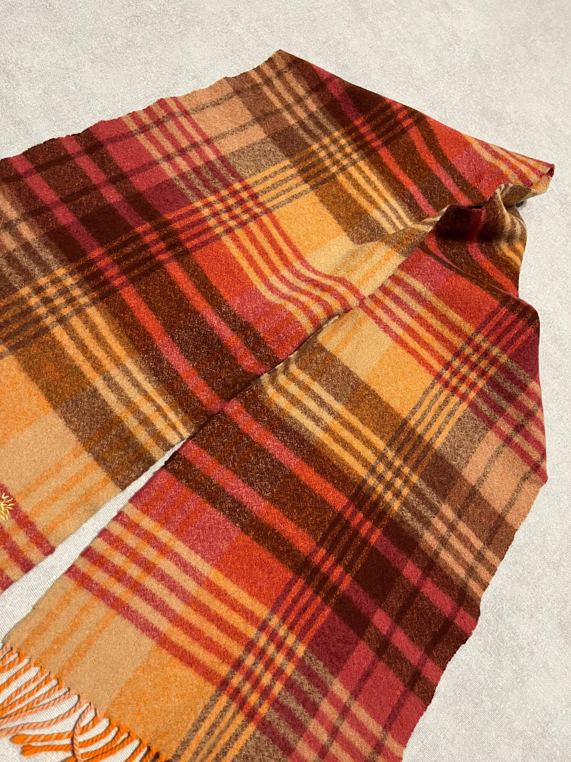 Mulberry Vintage Mulberry Orange Wool Scarf Check 164/32cm 64/12inch Size ONE SIZE - 5 Thumbnail