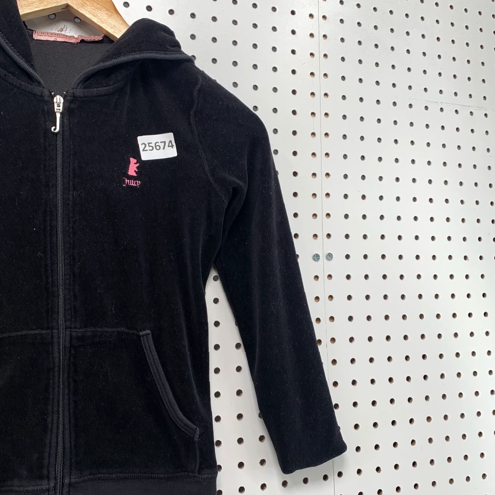 Juicy Couture VINTAGE Juicy Couture Velour Hoodie Full Zip Sweatshirt Black Womens Size 10 Activewear Size L / US 10 / IT 46 - 4 Thumbnail