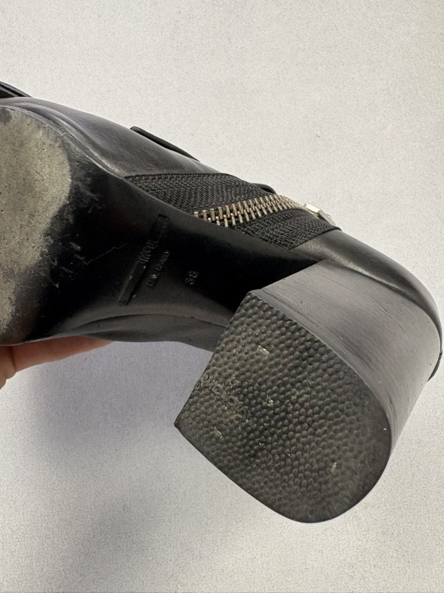 Alexander McQueen Alexander McQueen McQ Black Leather Zipper Block Heel Boots Size US 8 / IT 38 - 16 Thumbnail