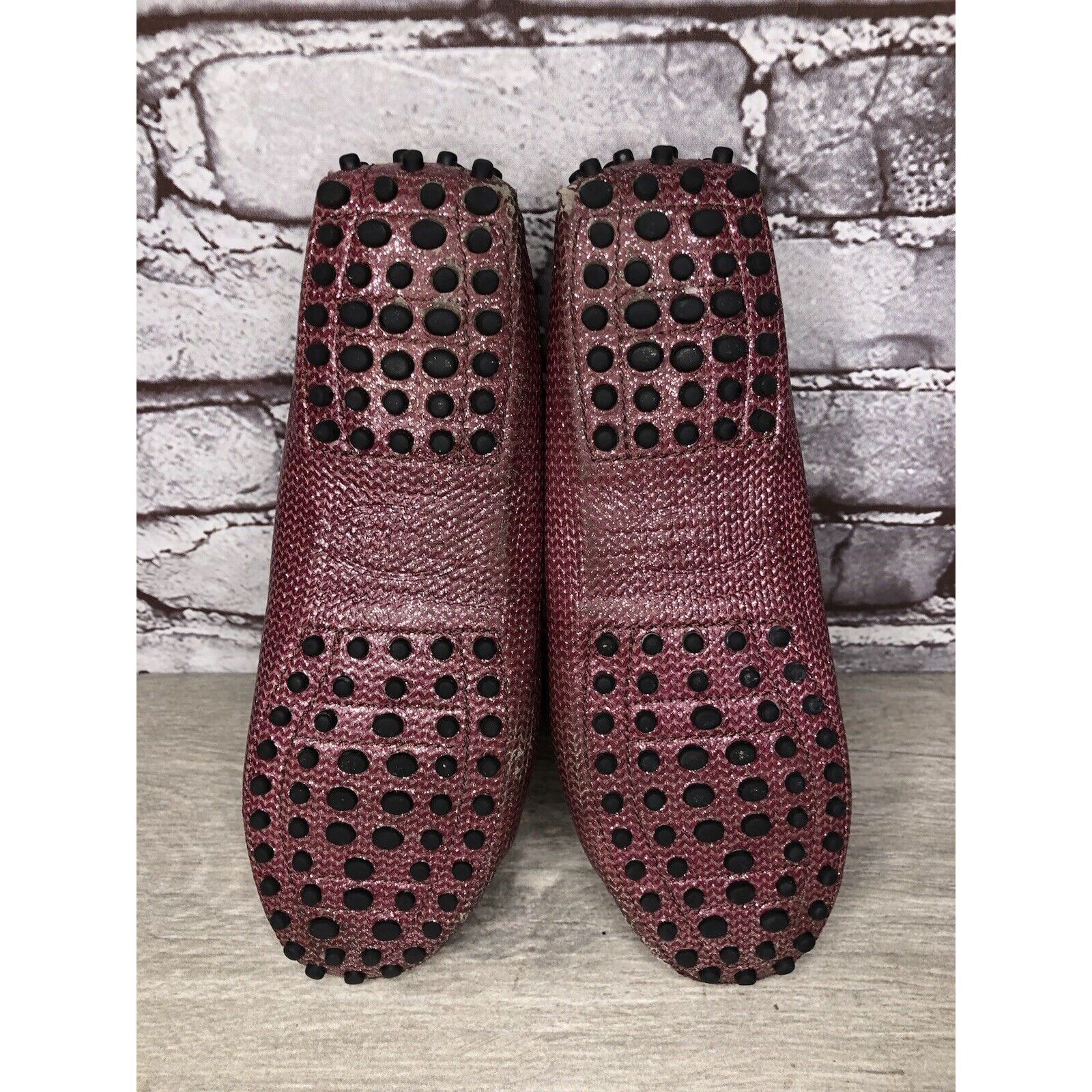 Tod's TODS Pink Metallic Leather Moccasins Driver Loafers Flats Wo Size US 5 / IT 35 - 7 Thumbnail