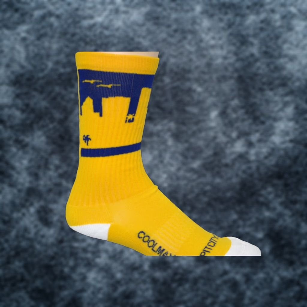 Vintage Rep It City Mens Basketball Socks ORLANDO Yellow Purple CoolMax M/L Socks Size ONE SIZE - 1 Thumbnail