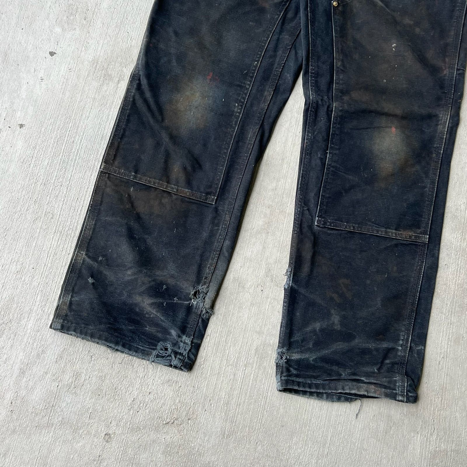 Carhartt × Vintage Carhartt faded black double knee work wear carpenter pants Size US 31 - 4 Thumbnail