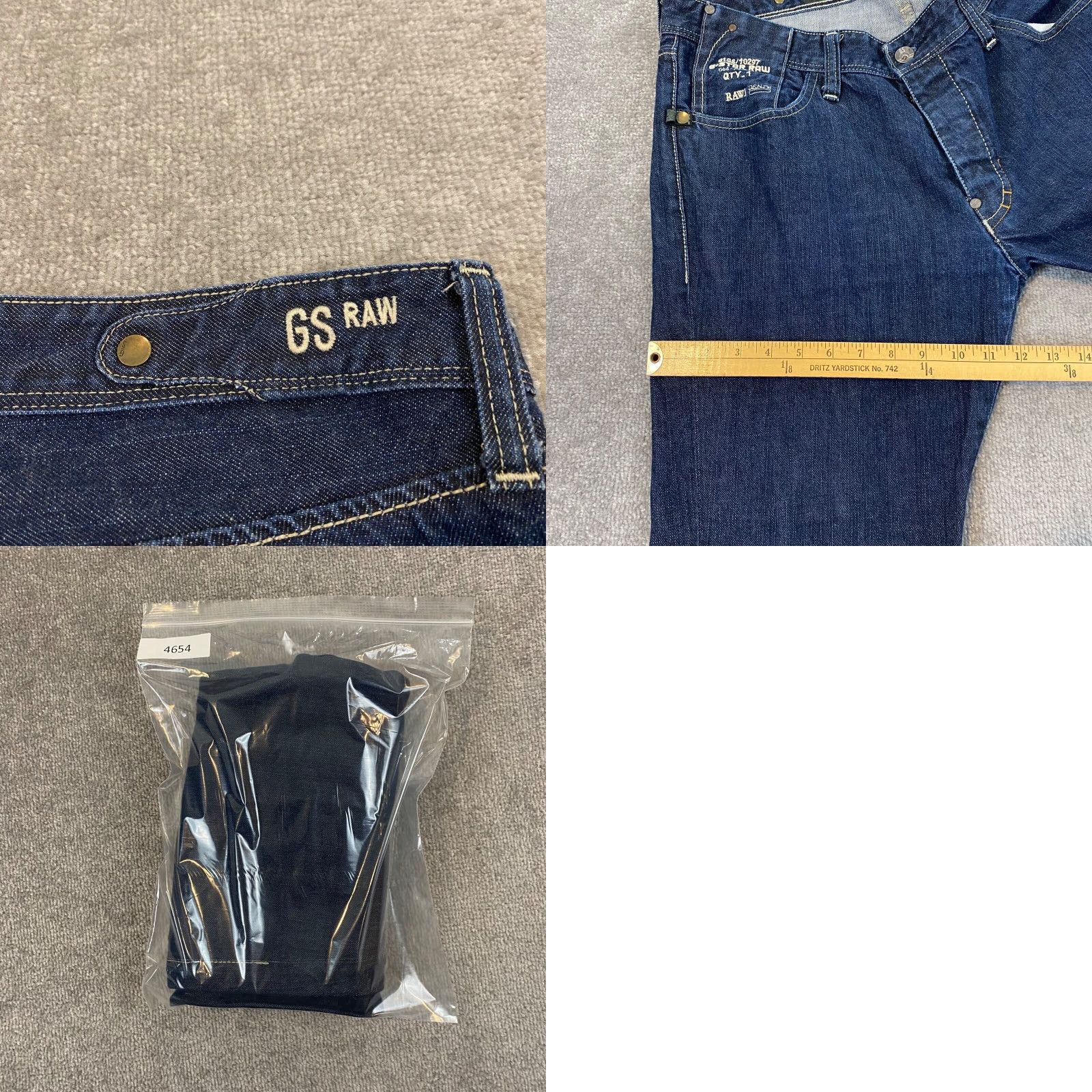 G-Star G-STAR Reese Classic Jeans Mens 38x34 Straight Blue Dark Wash Denim Button Fly Size US 38 / EU 54 - 9 Thumbnail