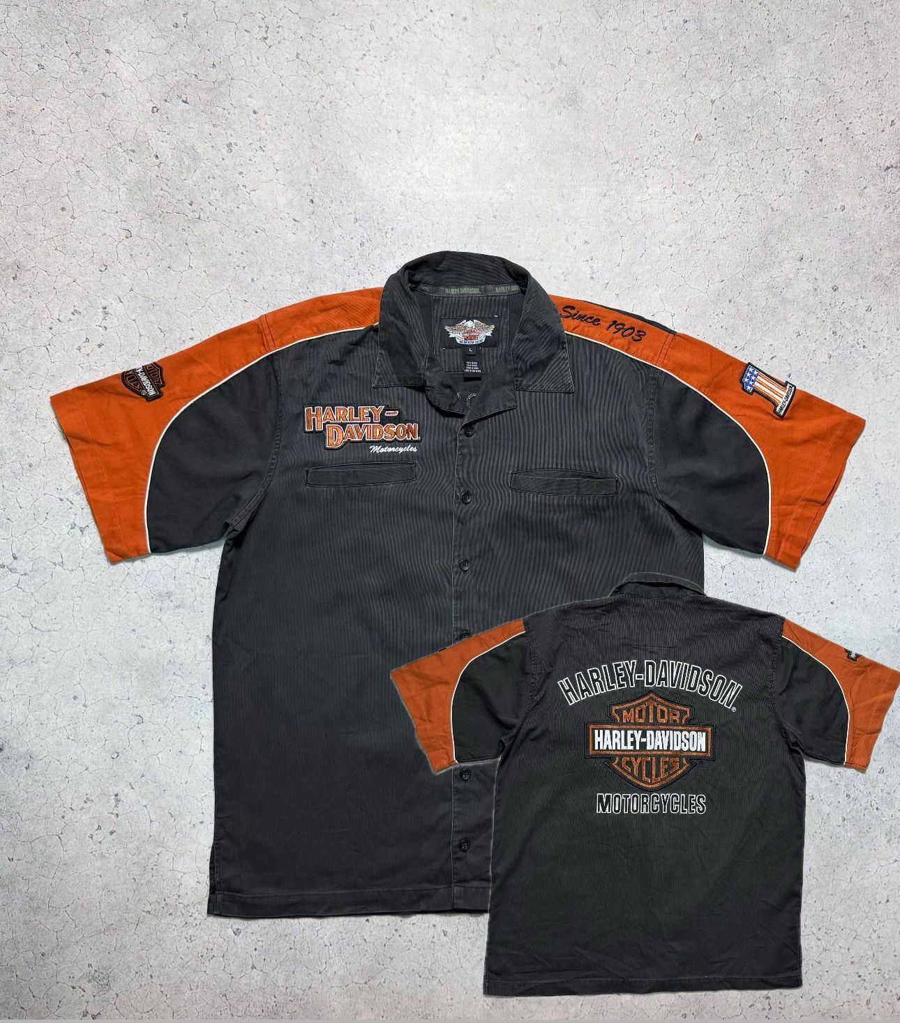 Harley Davidson Harley Davidson Button Short Sleeve Shirt Racing Moto Size US L / EU 52-54 / 3 - 1 Thumbnail