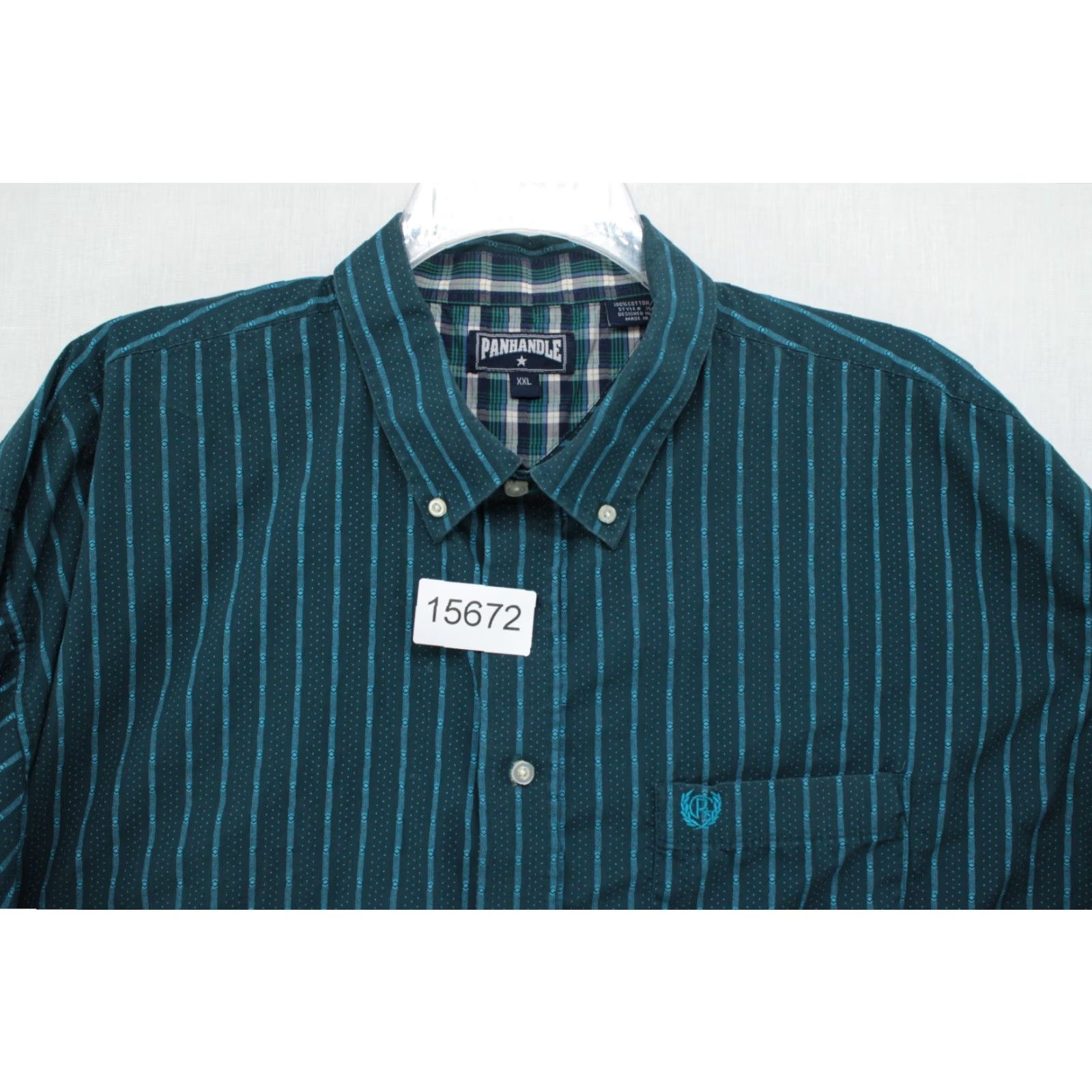 Vintage Panhandle Shirt Men's 2XL Blue Striped Polka Dots Western Cowboy Modern Shirt Mens 2XL Blue Striped Polka Dots Western Cowboy Modern Size US XXL / EU 58 / 5 - 7 Thumbnail