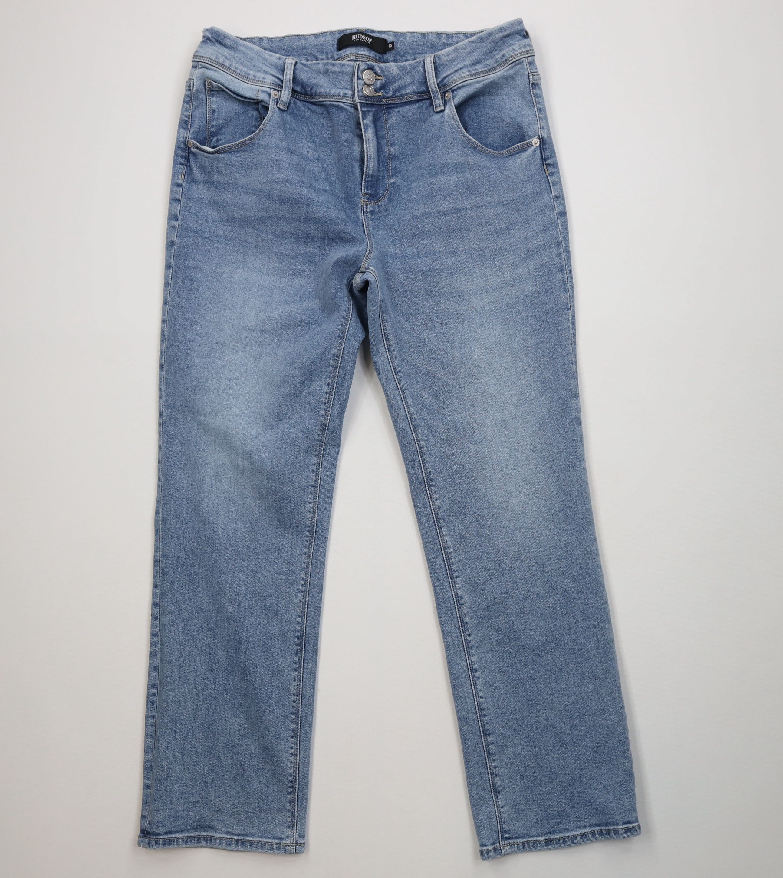Vintage Hudson Jeans Faded Stretch Straight Leg Denim Jeans Icy Blue Size 34" / US 12 / IT 48 - 1 Thumbnail