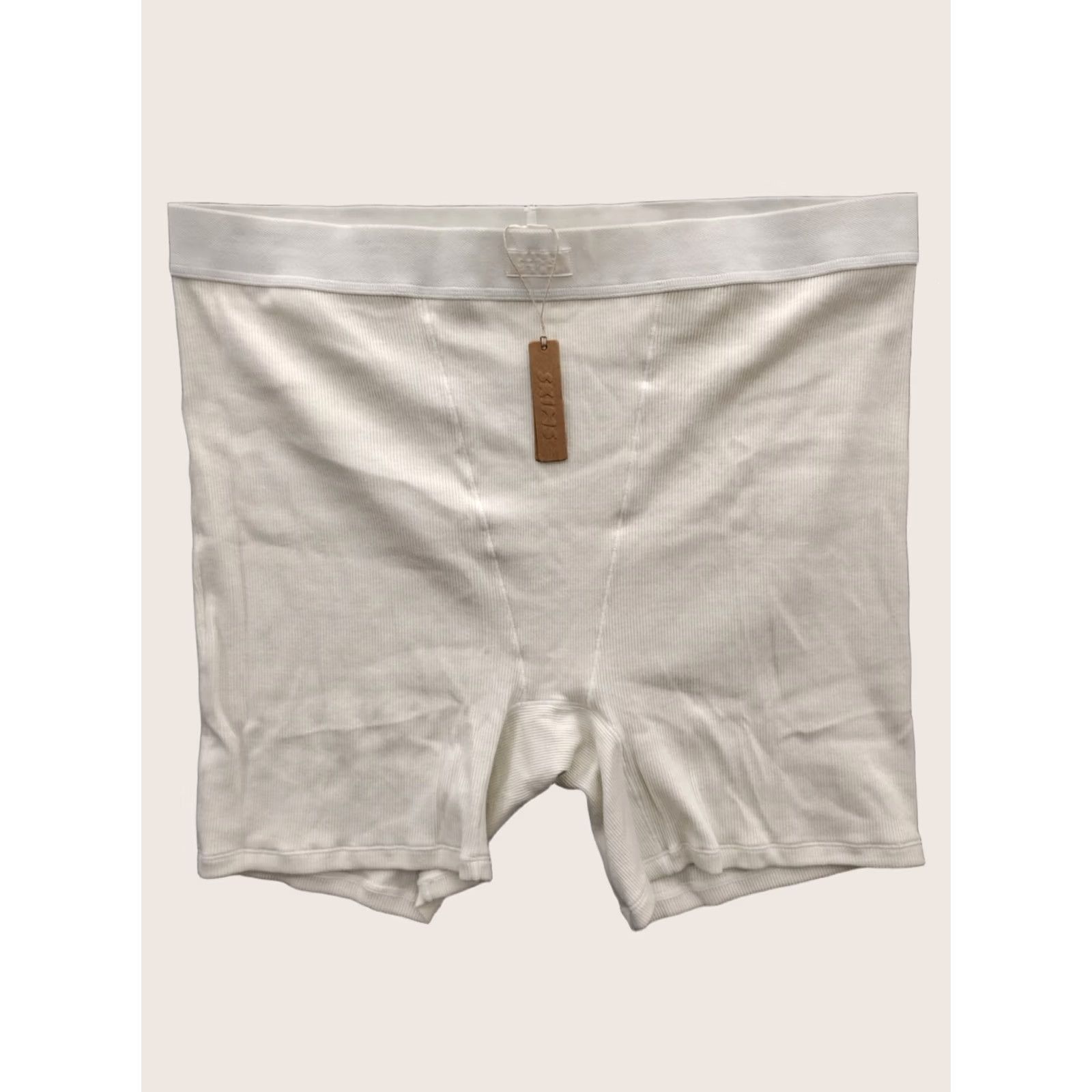 SKIMS SKIMS Women's High Rise Stretch Boxer Shorts Bone 3X Size 40" / US 18 - 1 Thumbnail