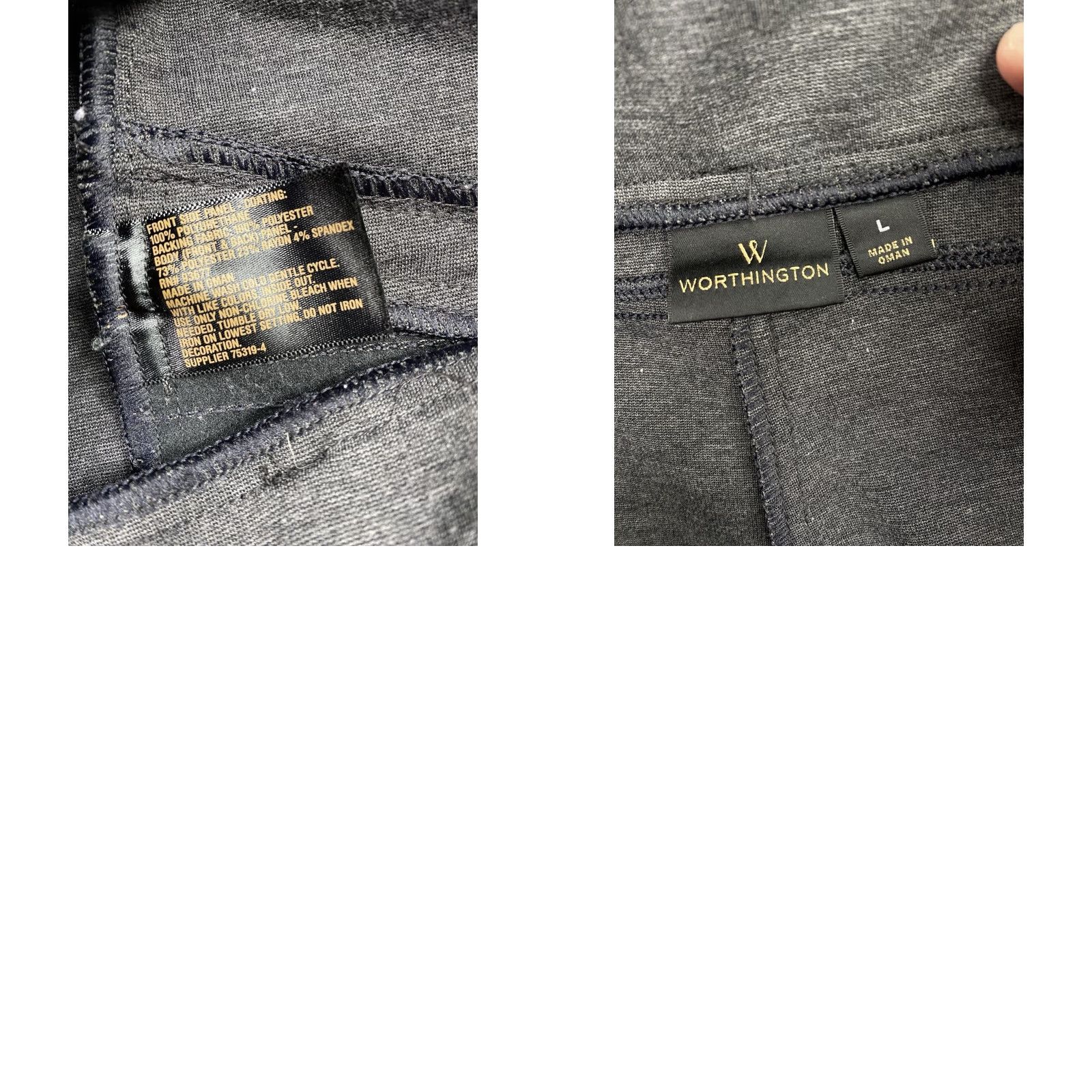 Worthington Worthington Pants Womens L Gray Black Faux Leather Knit Tapered Ponte Zip Pocket Regular Pockets Multicolor 90s Retro Mens Womens Girls Boys Size 36" / US 14 / IT 50 - 8 Thumbnail